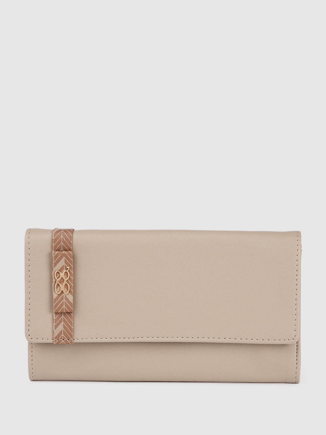 

Baggit Women Solid PU Envelope Wallet With Minimal Applique Detail, Beige