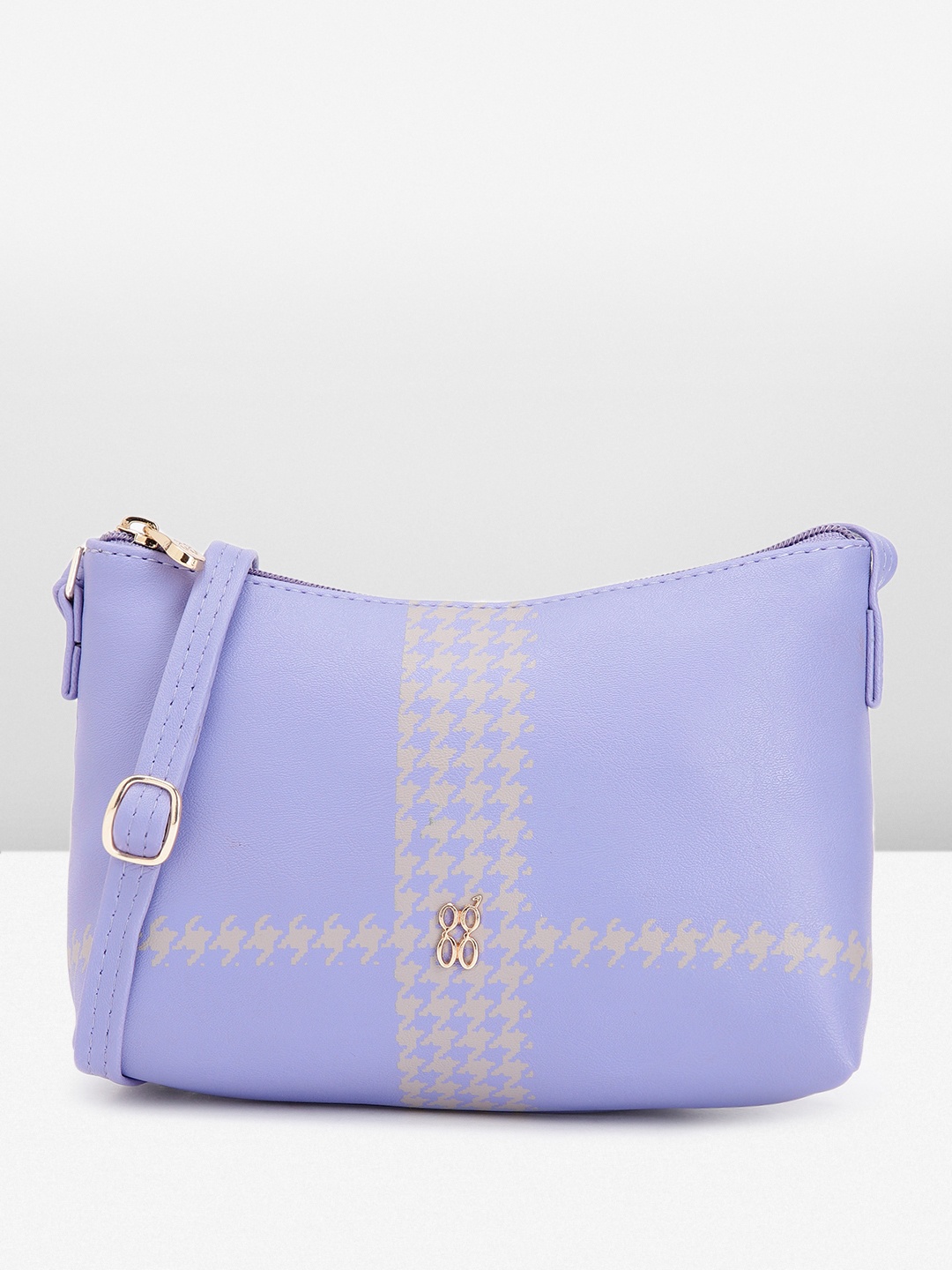 

Baggit Houndstooth Print PU Structured Sling Bag, Violet