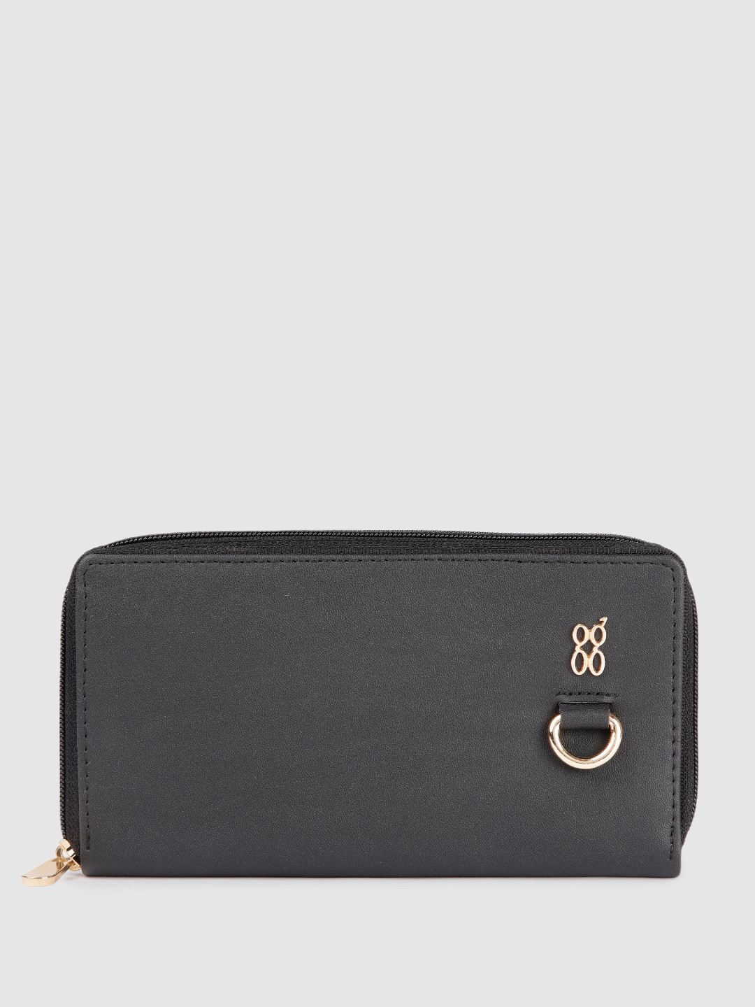 

Baggit Women Solid PU Zip Around Wallet, Black