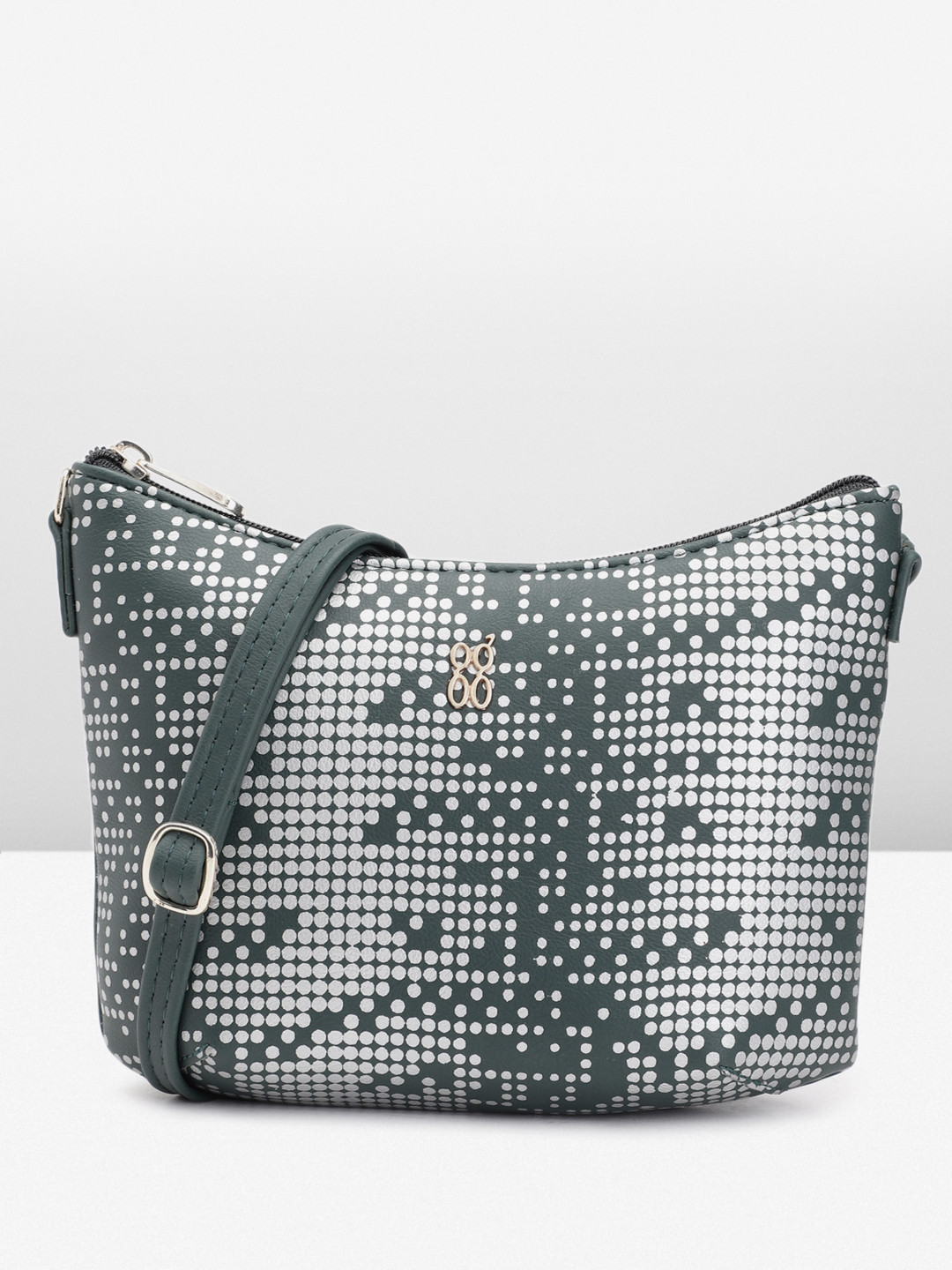 

Baggit Geometric Printed Structured Sling Bag, Green