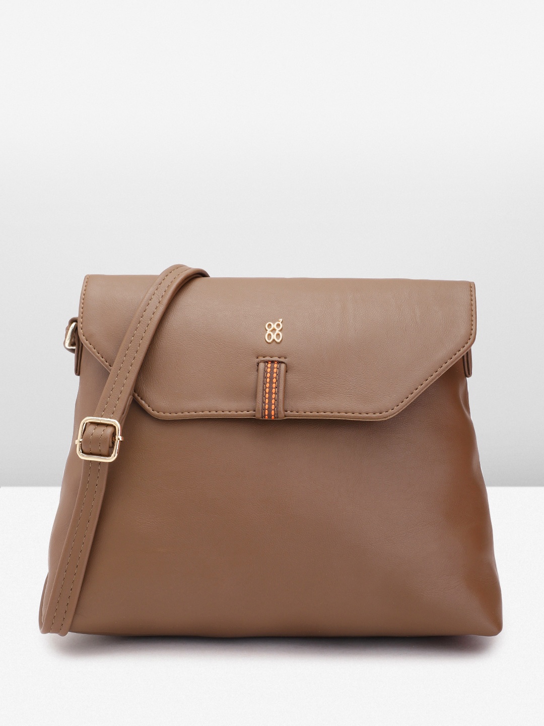 

Baggit Solid PU Structured Sling Bag With Mini Applique Detail, Brown