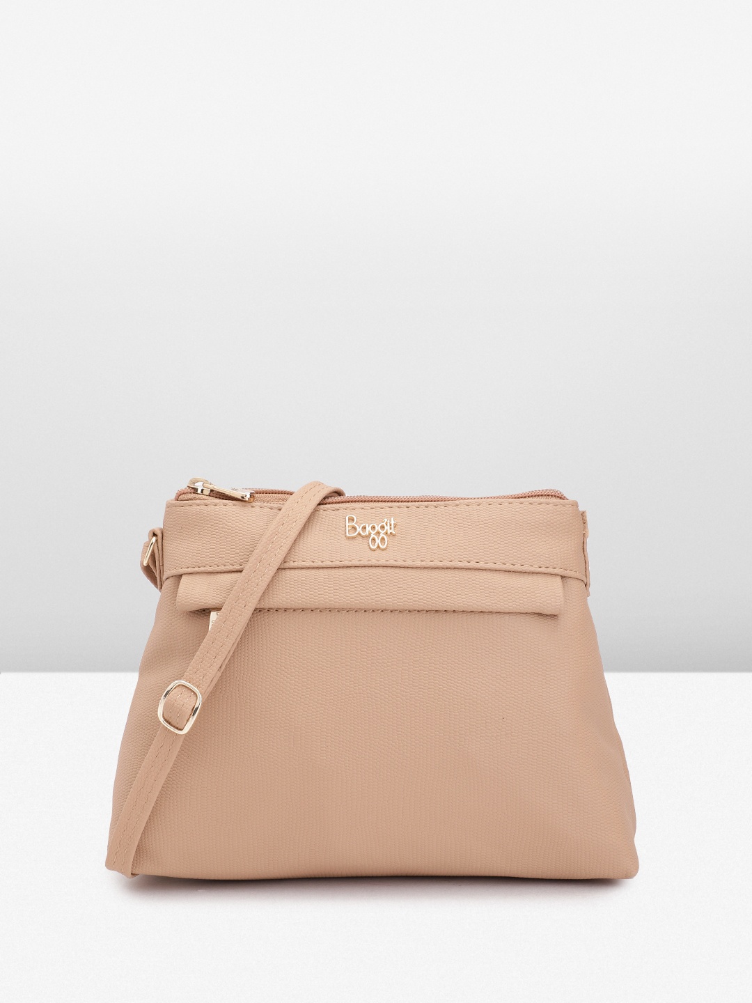

Baggit Micro Textured PU Structured Sling Bag, Beige