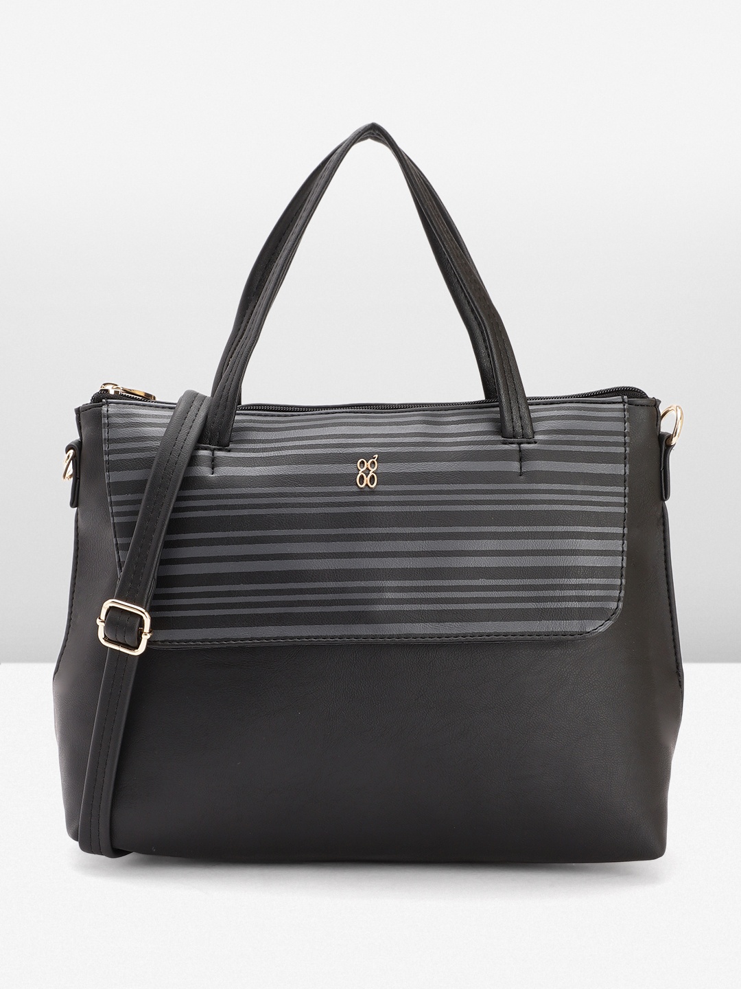 

Baggit Women Striped Handheld Bag, Black
