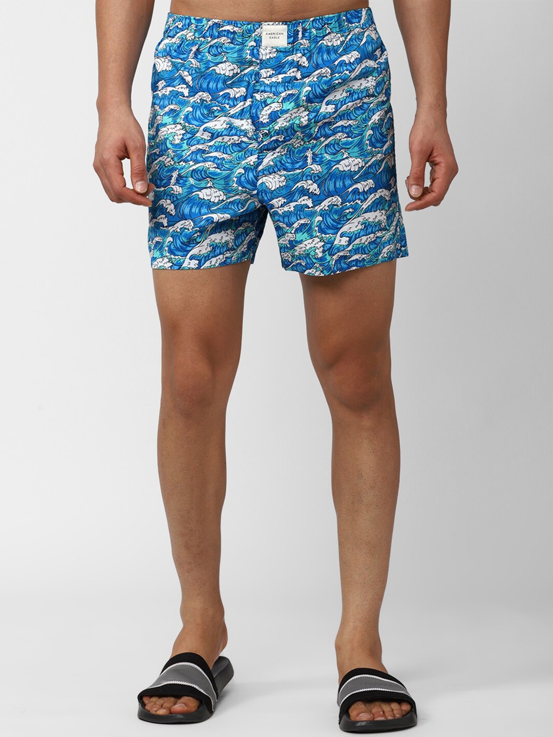 

AMERICAN EAGLE OUTFITTERS Printed Mid Rise Anti-roll Boxers WEA0233006401, Blue