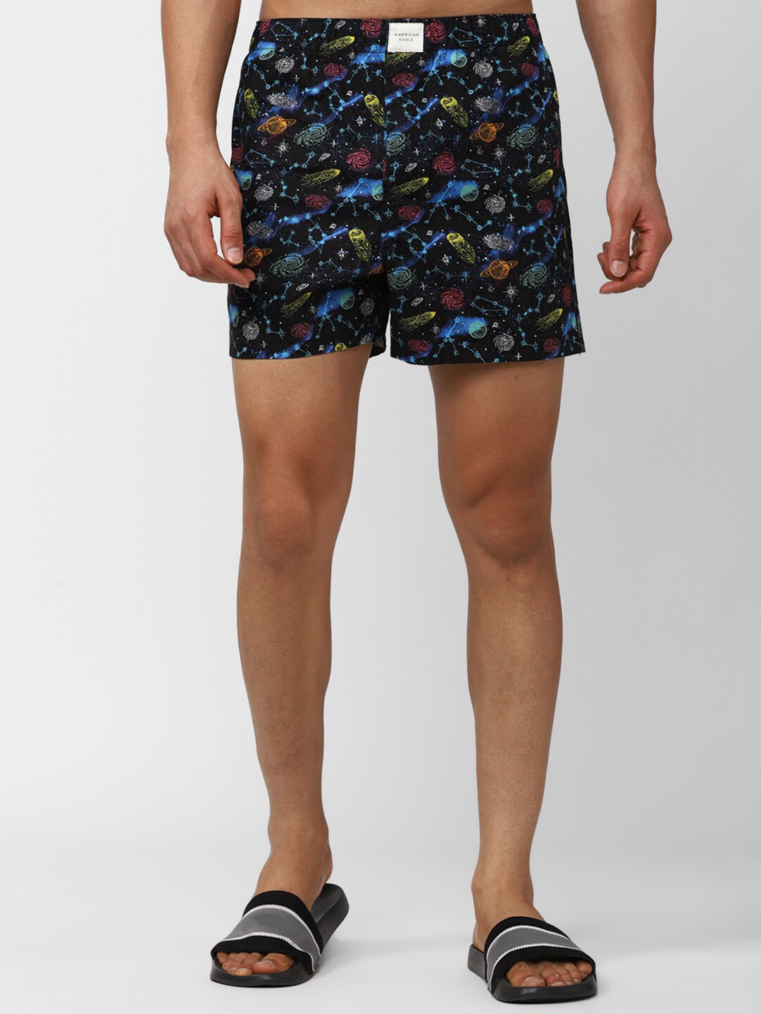 

AMERICAN EAGLE OUTFITTERS Conversational Printed Mid-Rise Cotton Boxer WEA0233079001, Black