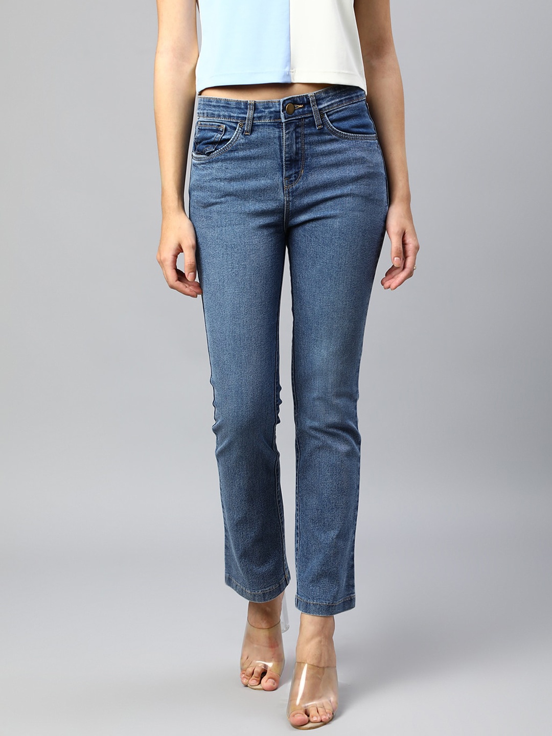 

Xpose Women Comfort Bootcut High-Rise Light Fade Stretchable Jeans, Blue