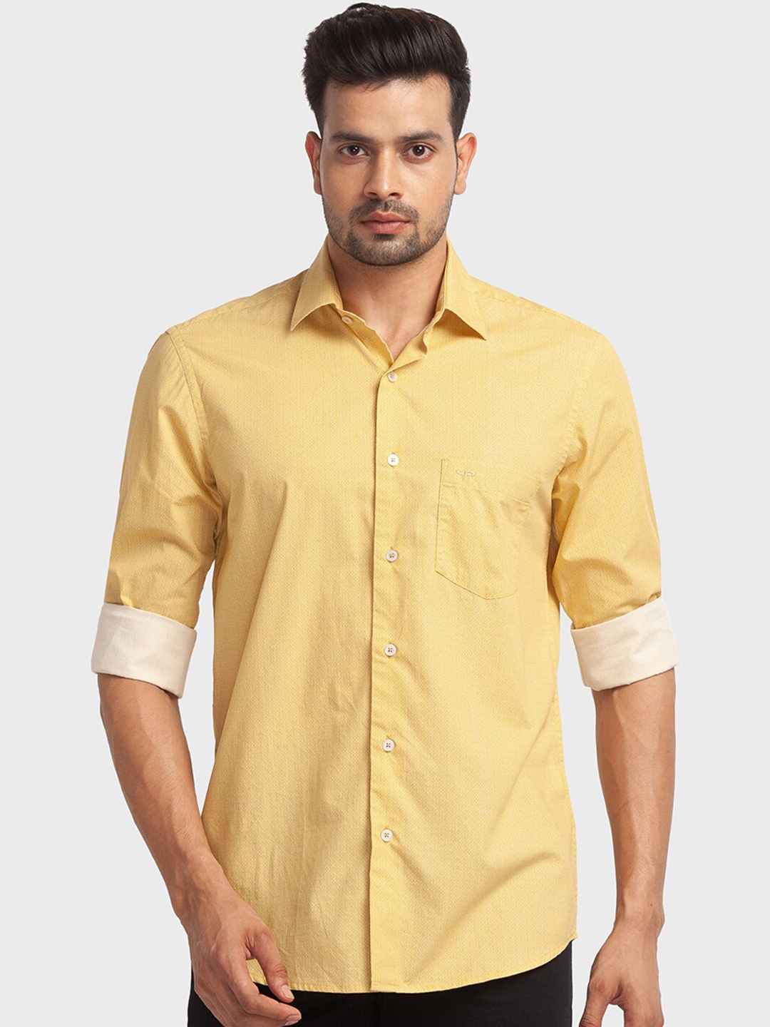 

ColorPlus Tailored Fit Cotton Casual Shirt, Yellow