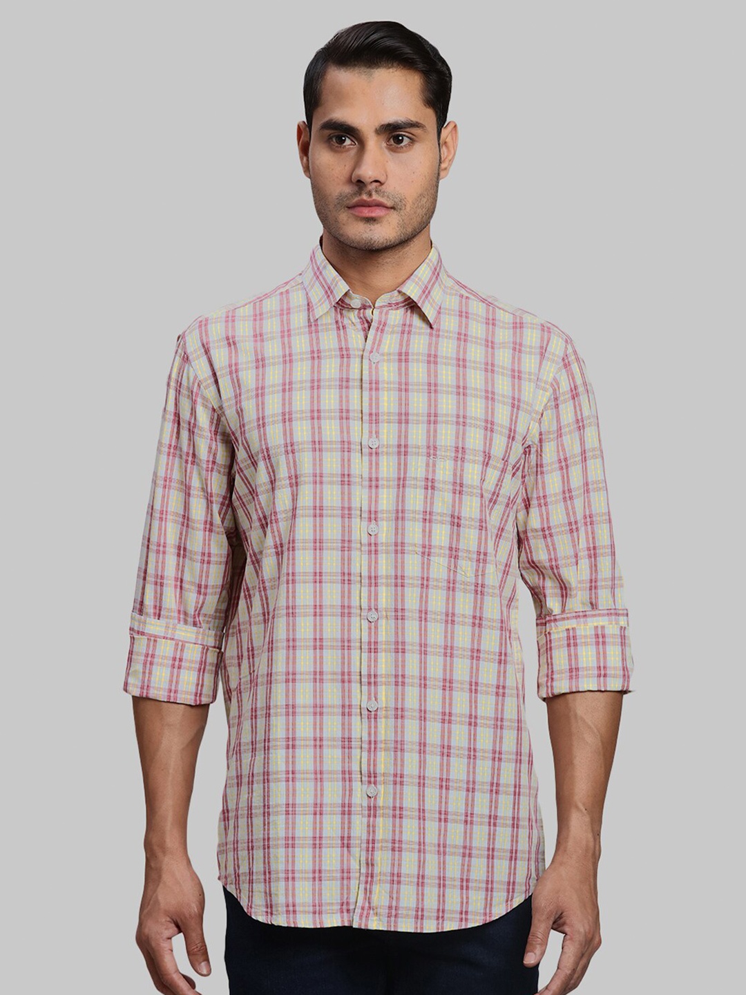 

ColorPlus Checked Cotton Opaque Shirt, Red