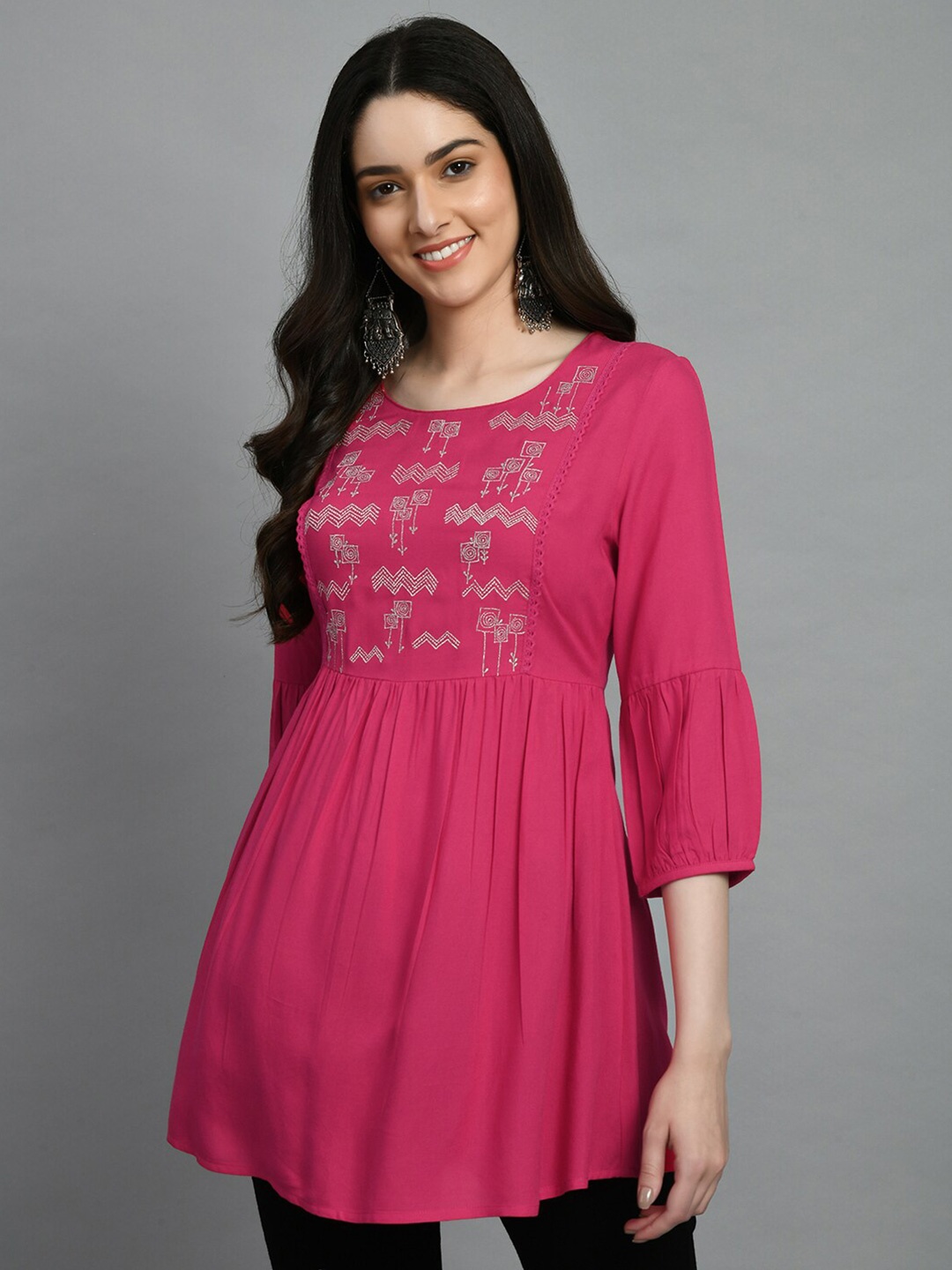

KALINI Geometric Printed Tunic, Magenta