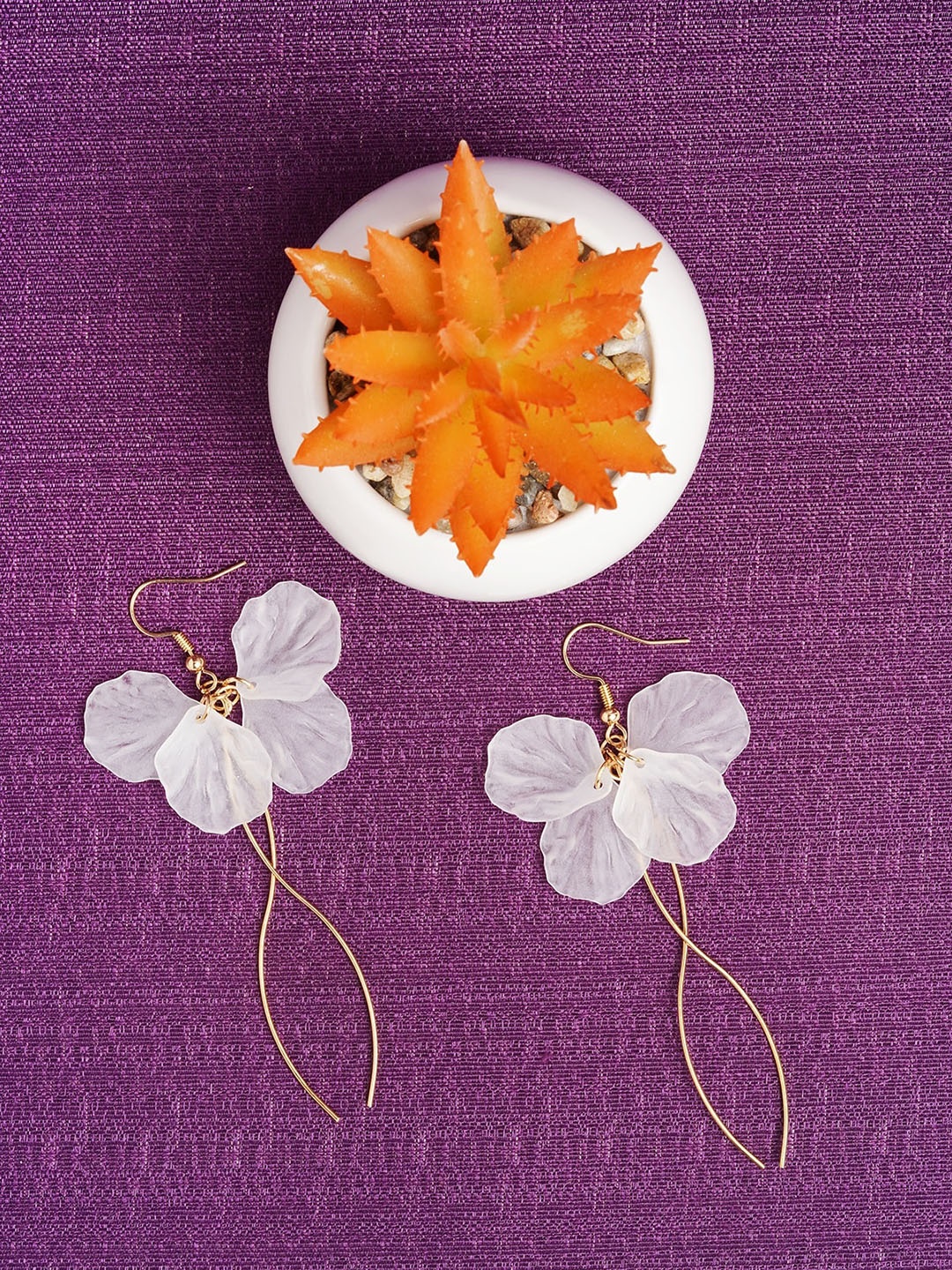 

AQUASTREET Gold-Plated Studded Butterfly Shaped Drop Earrings