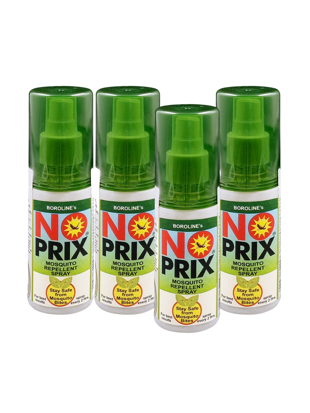 

BOROLINE Set of 4 No Prix Mosquito Repellent Spray - 30 ml Each, Green