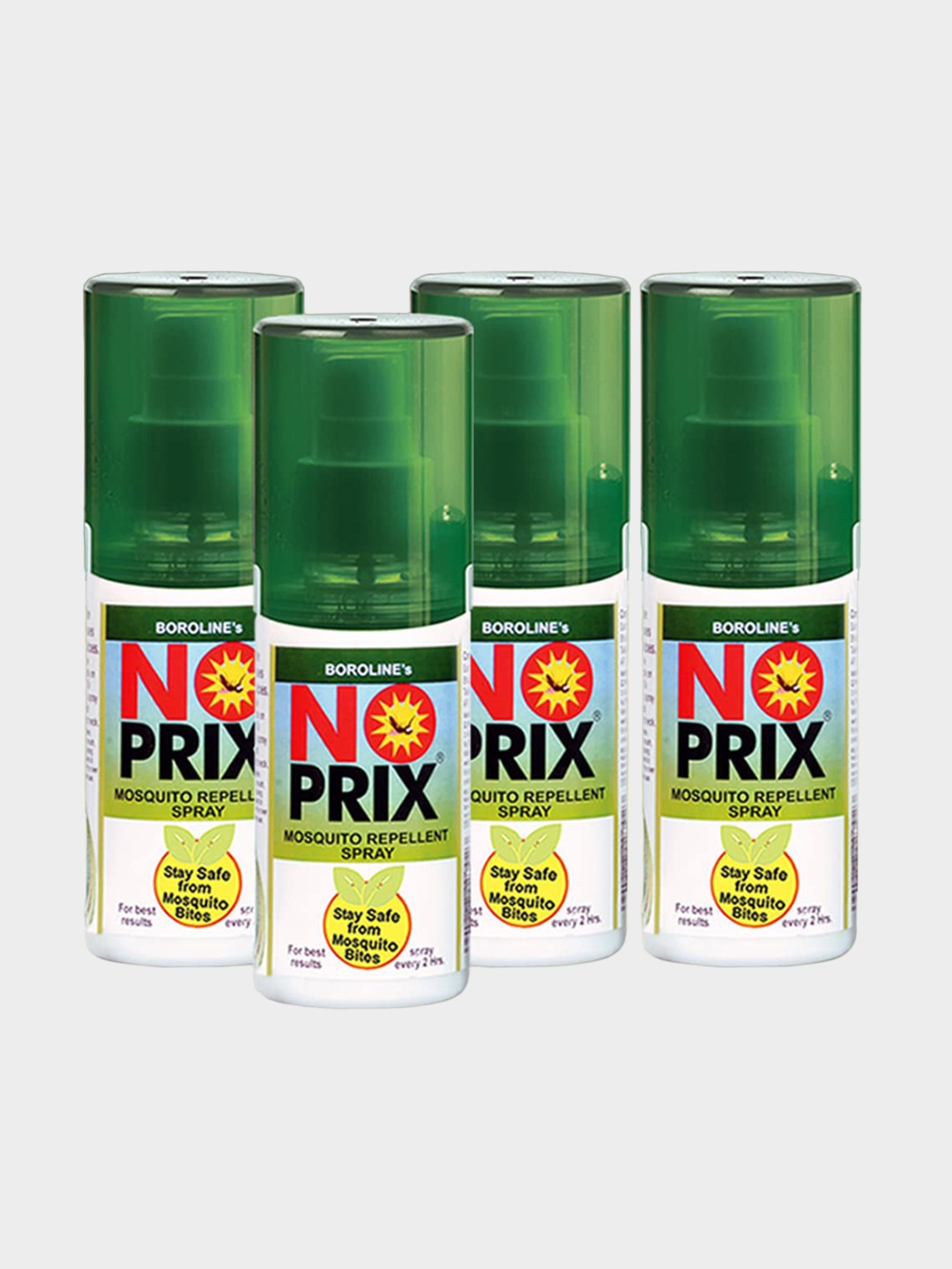 

BOROLINE Set of 4 No Prix Mosquito Repellent Spray - 100 ml Each, Green