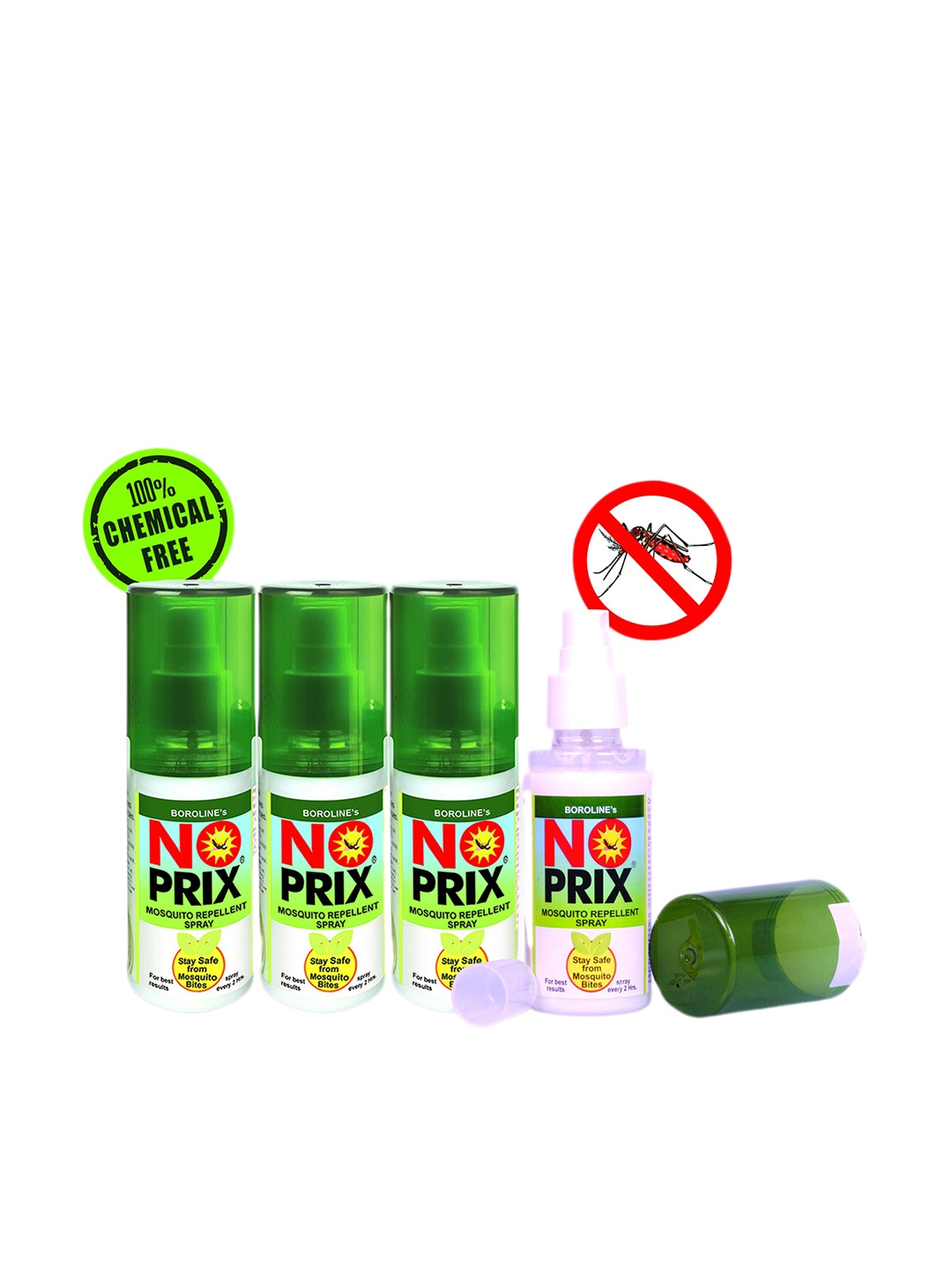 

BOROLINE Set of 2 No Prix Mosquito Repellent Spray - 100 ml Each, Green