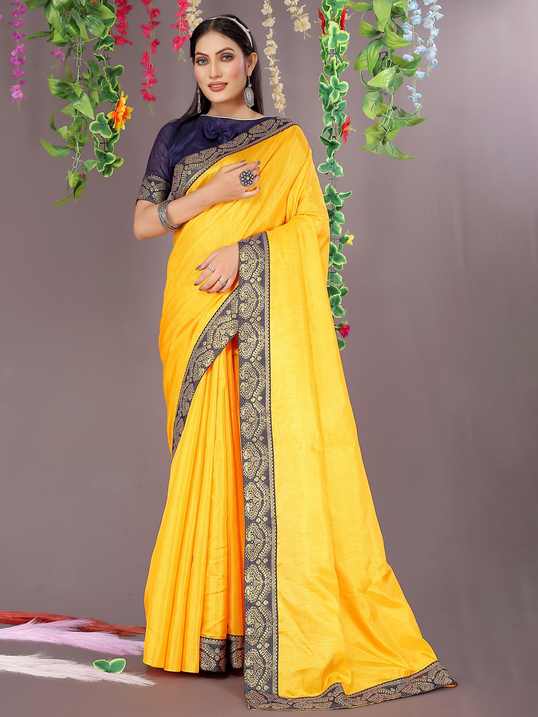 

Florence Woven Design Zari Saree, Yellow