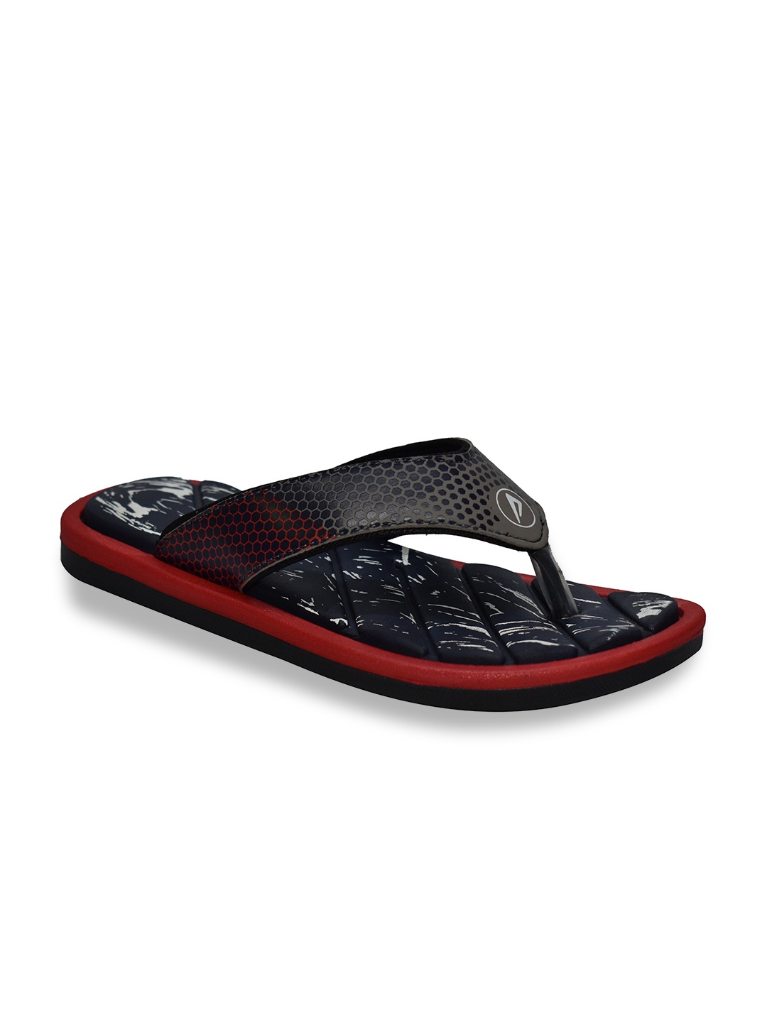 

IMPAKTO Men Printed Thong Flip-Flops, Navy blue