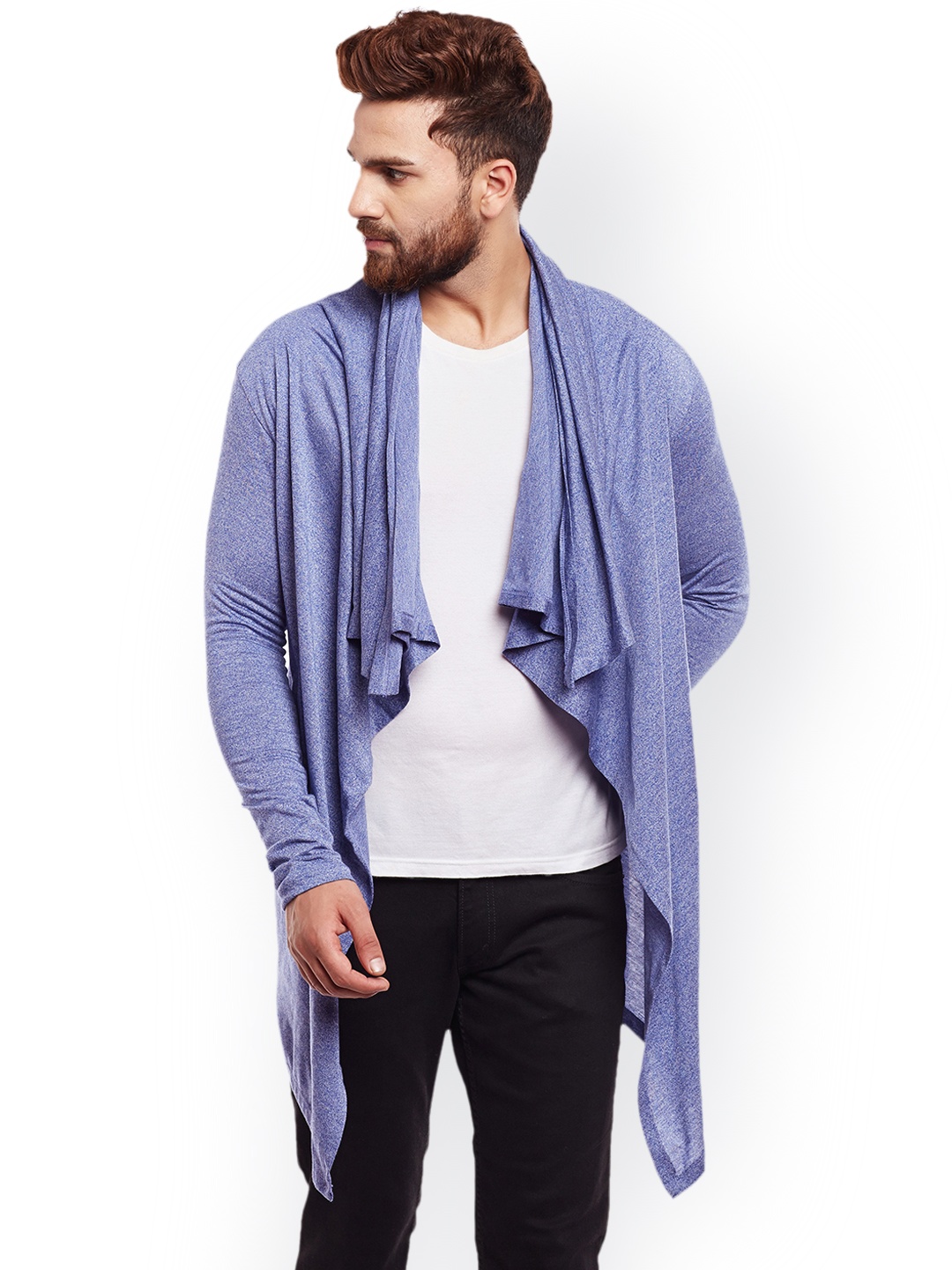 

CHILL WINSTON Blue Solid Open Front Shrug
