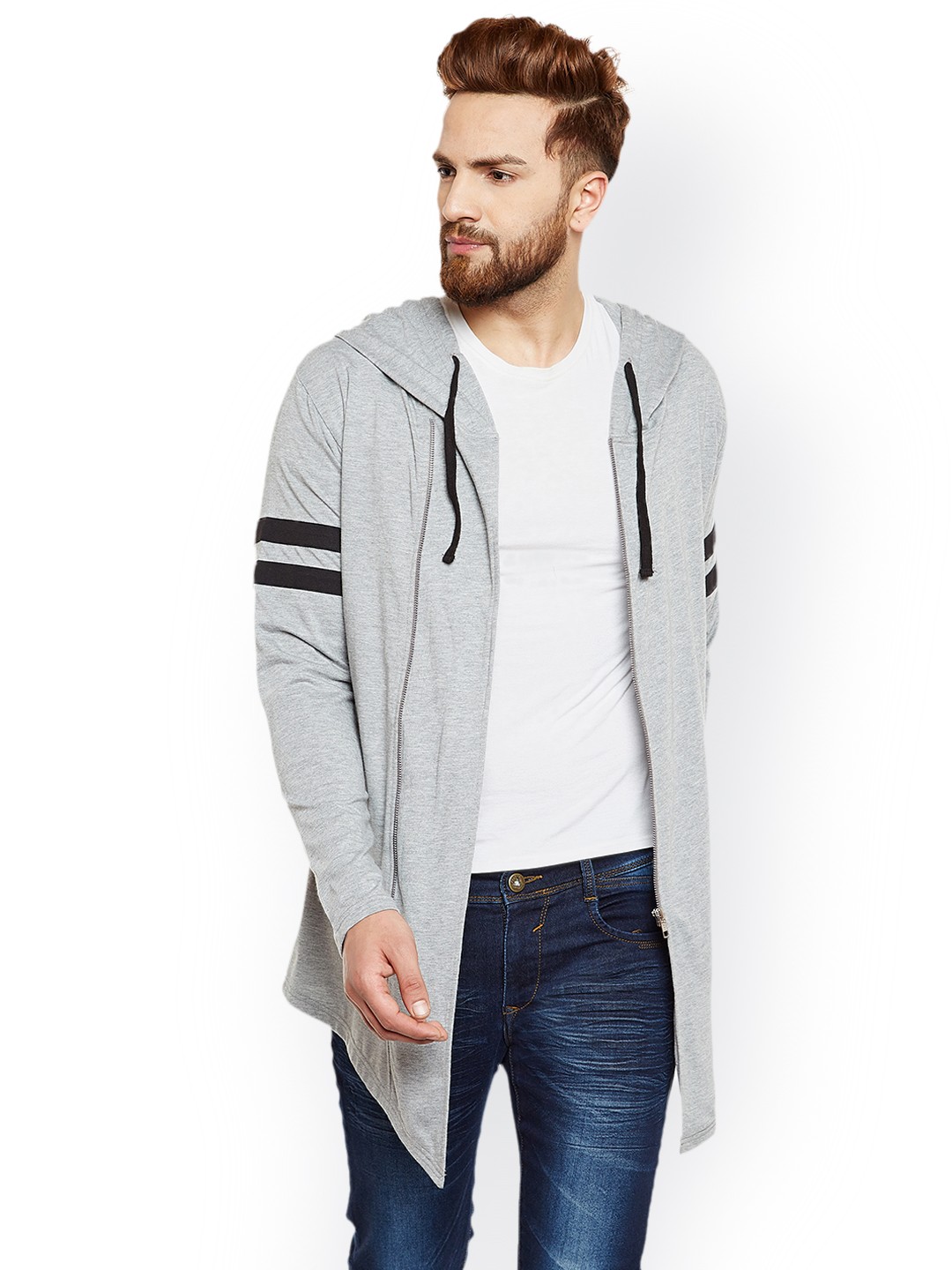 

CHILL WINSTON Men Grey Solid Hooded Sweatshirt