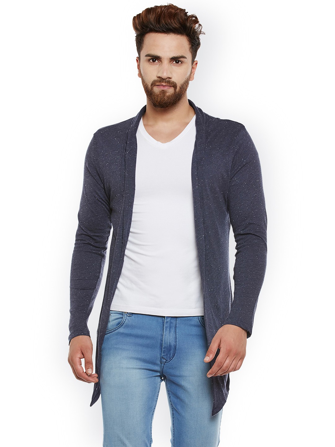 

CHILL WINSTON Men Blue Solid Open Front Shrug