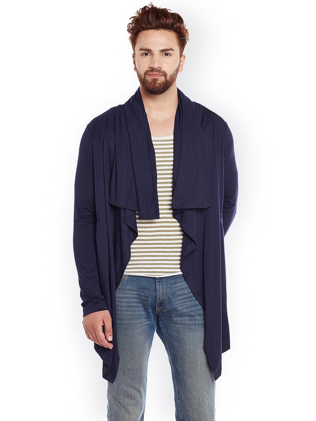 

CHILL WINSTON Blue Solid Waterfall Longline Shrug