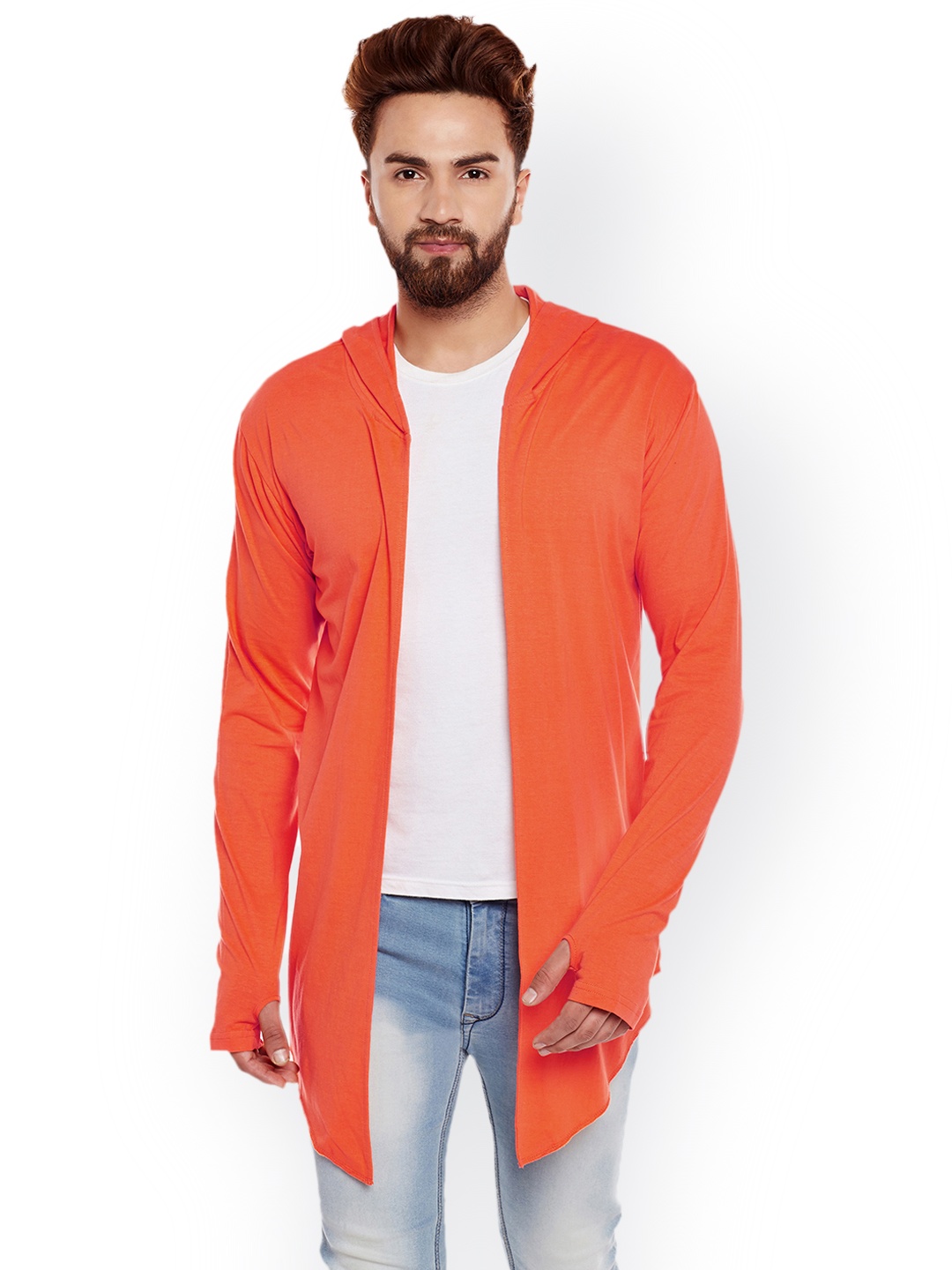 

CHILL WINSTON Orange Solid Open Front Shrug