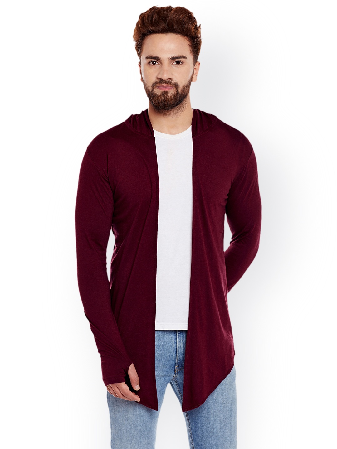 

CHILL WINSTON Maroon Solid Open Front Shrug