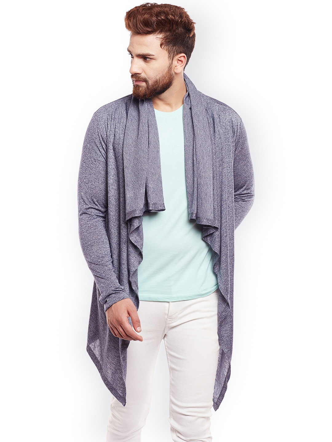 

CHILL WINSTON Blue Solid Waterfall Longline Shrug