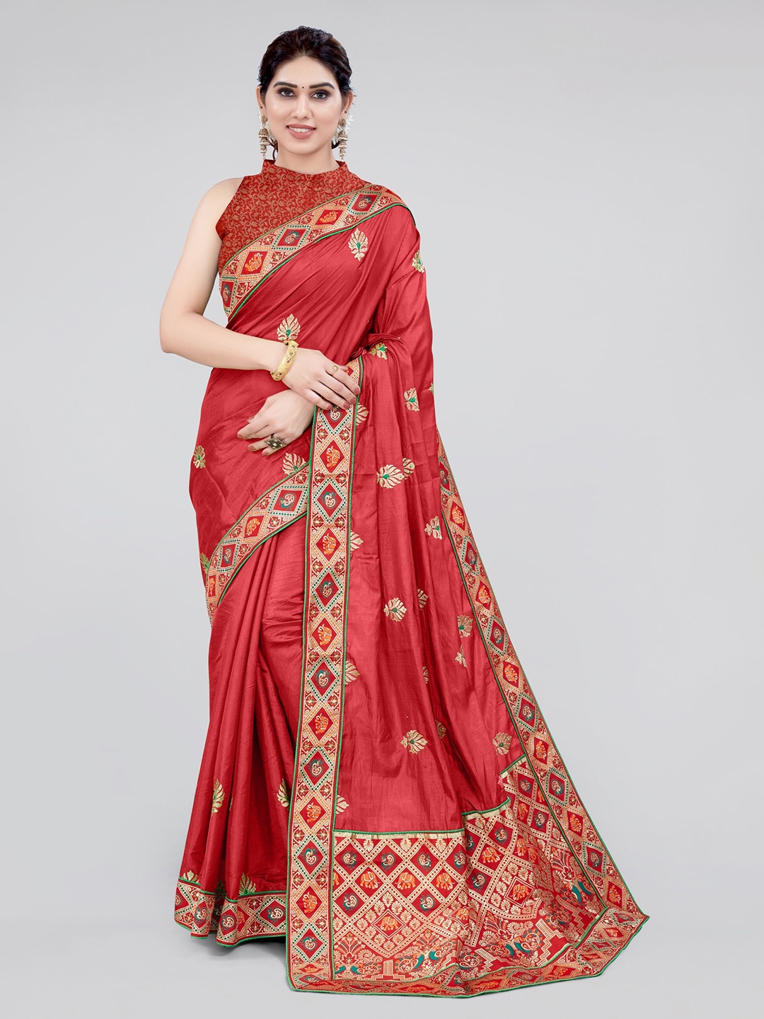 

MIRCHI FASHION Ethnic Motifs Woven Design Pure Silk Saree, Red