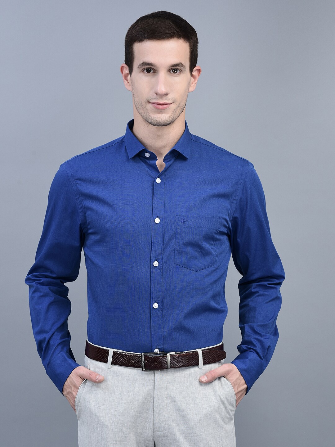 

COBB Spread Collar Cotton Formal Shirt, Blue