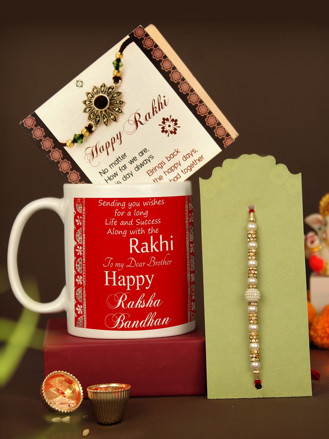 

TIED RIBBONS Pearl Rakhi for Brother with Coffee Mug & Card Gift Pack, Multi