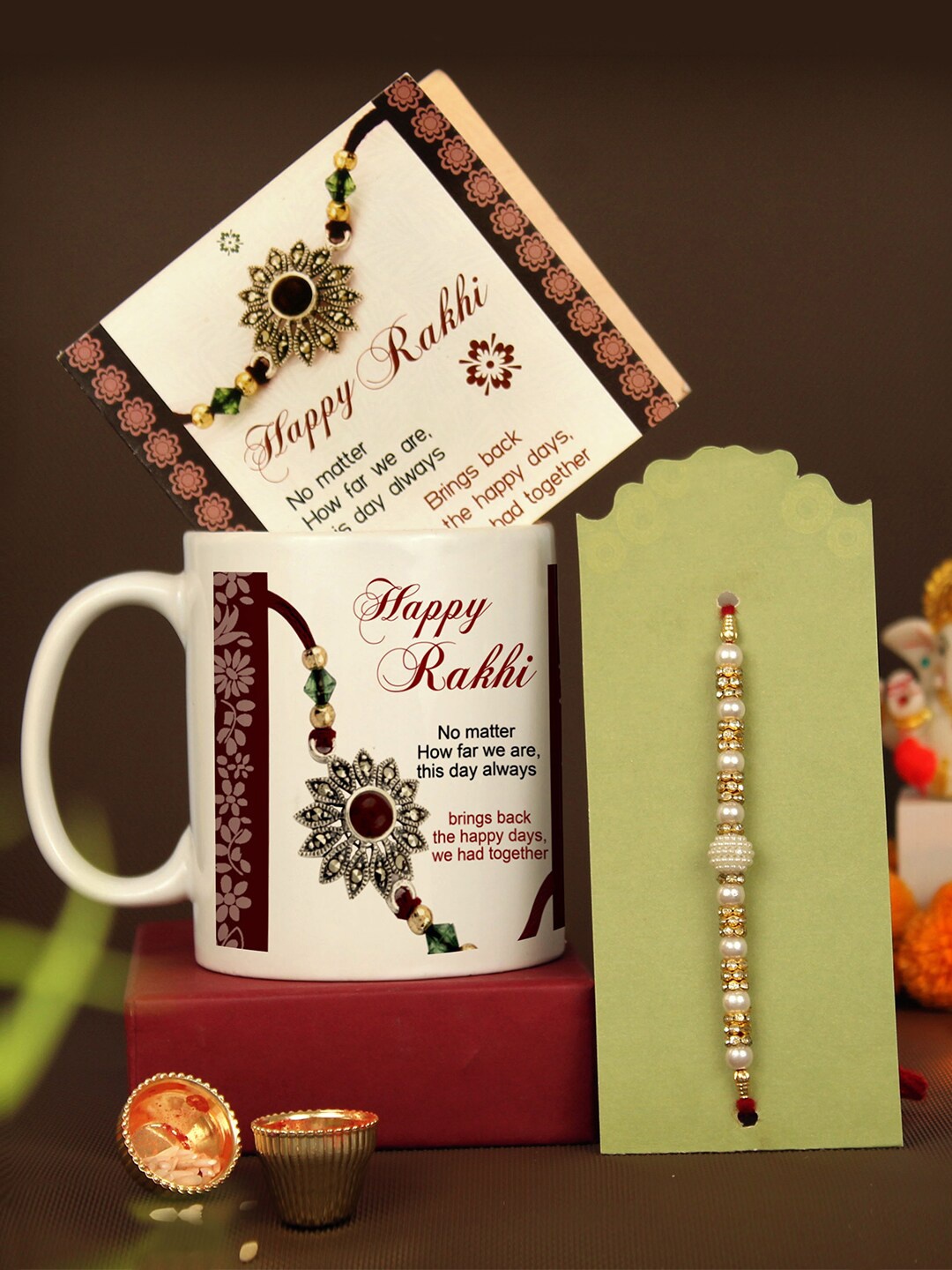 

TIED RIBBONS Rakhi for Brother with Mug & Card Gift Set, Multi