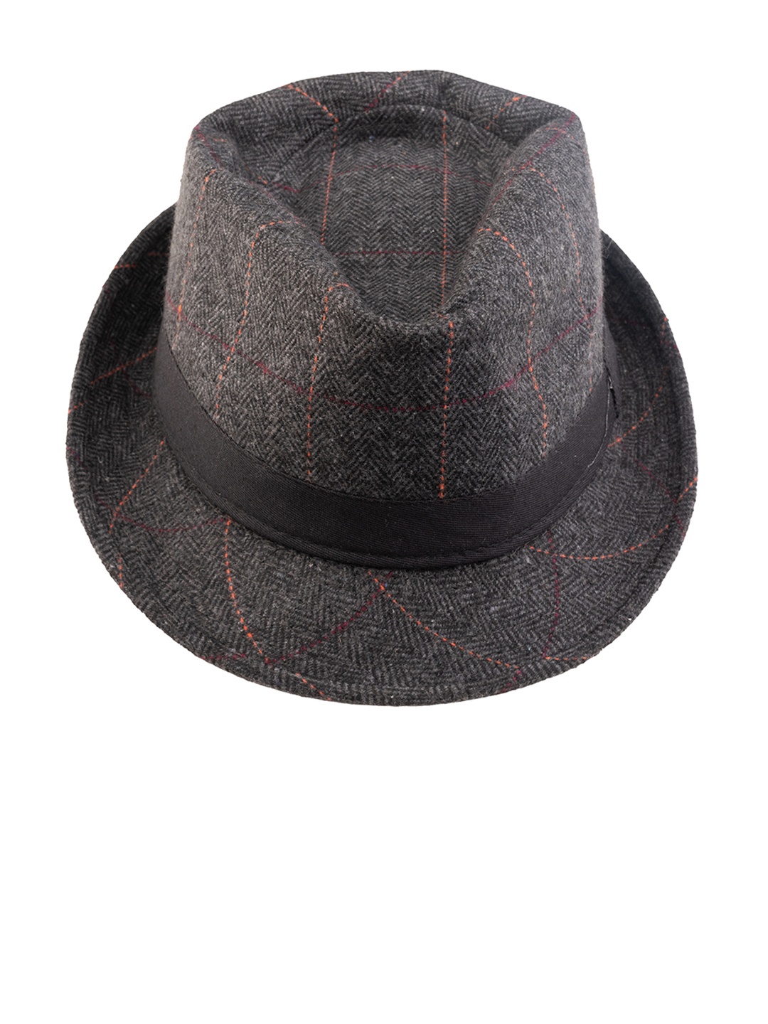 

The Tie Hub Men Fedora Hat With Belt, Grey