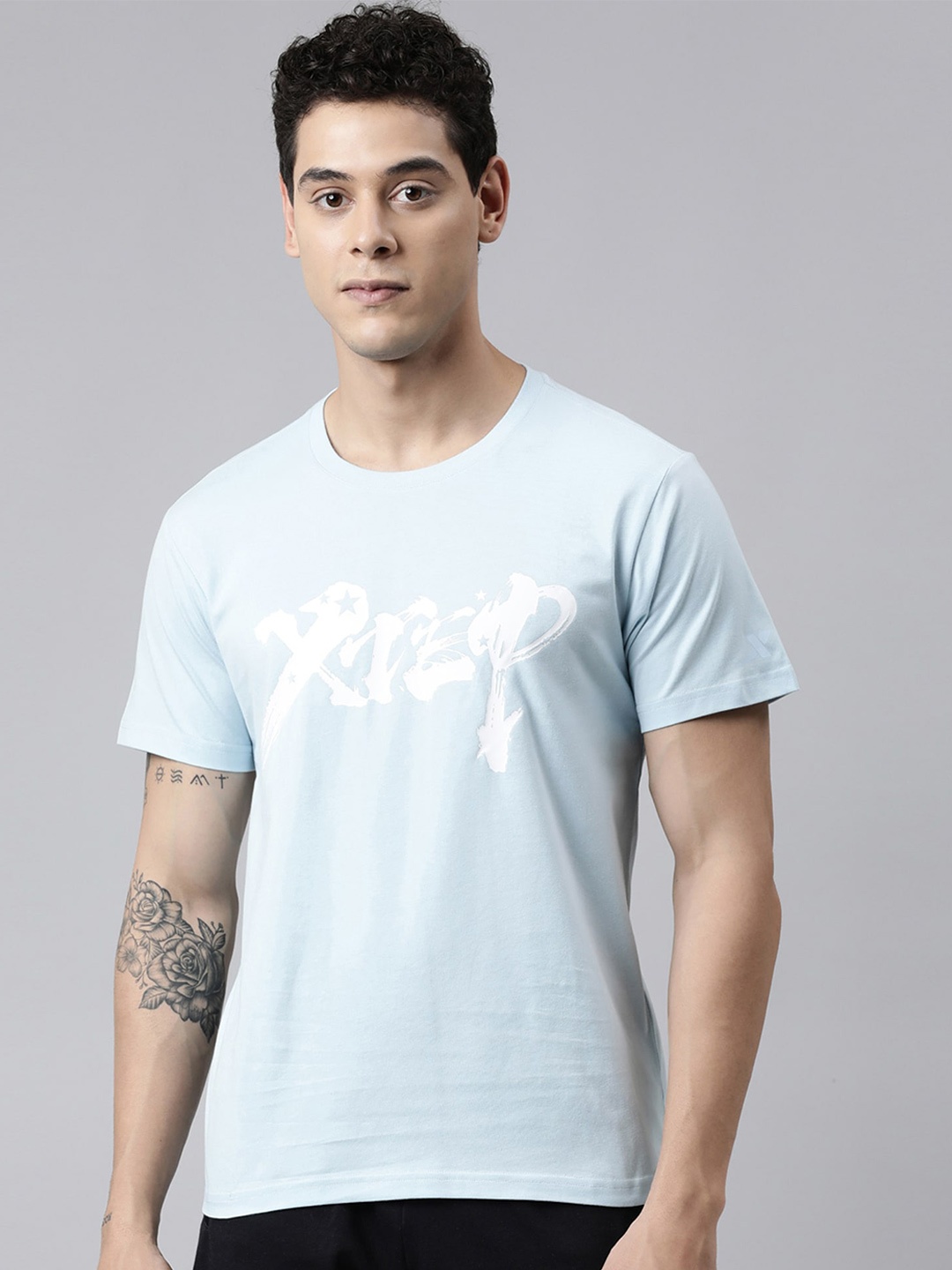 

Xtep Typography Printed Basketball Pure Cotton Sports T-shirt, Blue