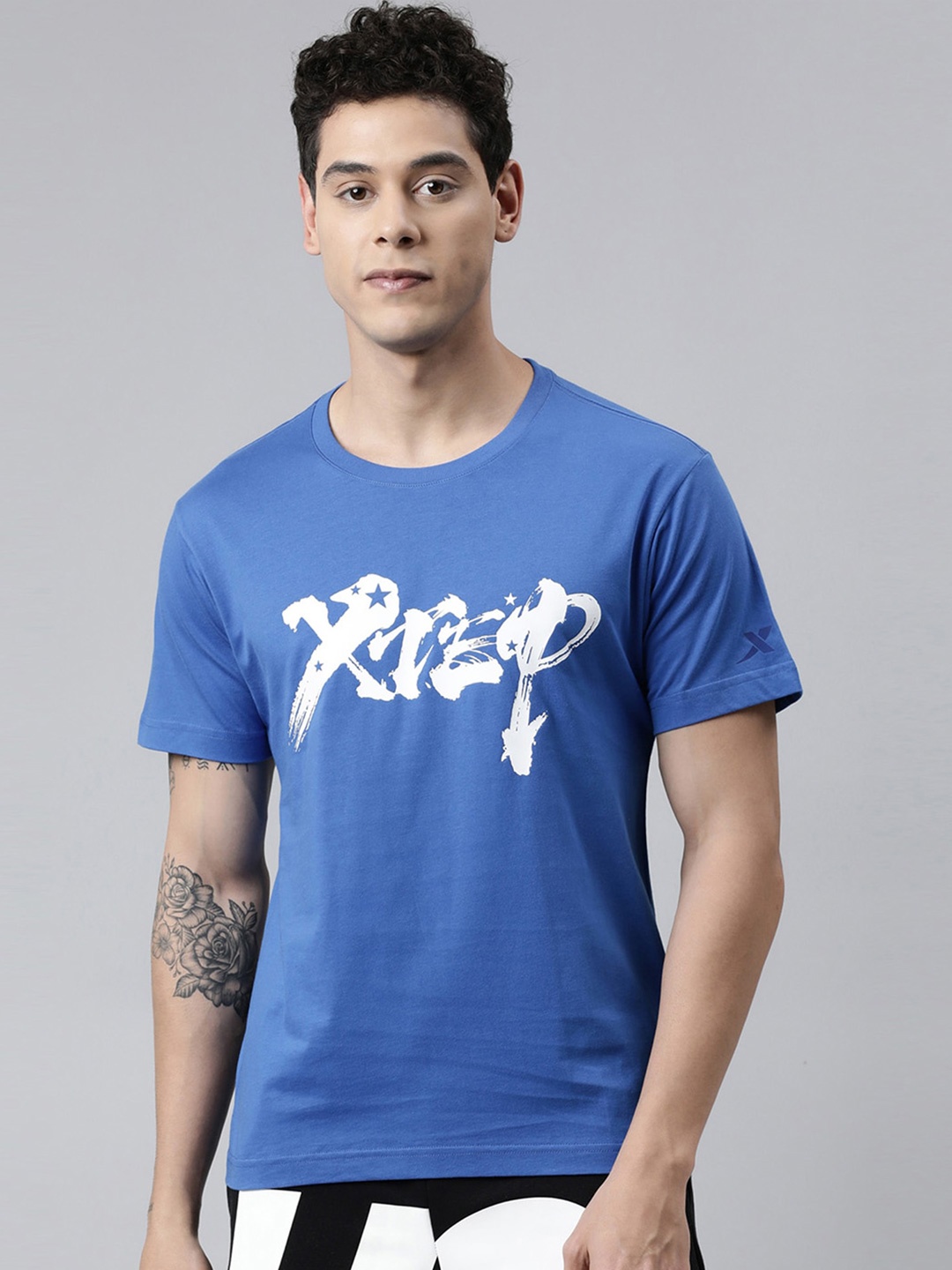 

Xtep Typography Printed Pure Cotton Basketball T-shirt, Blue