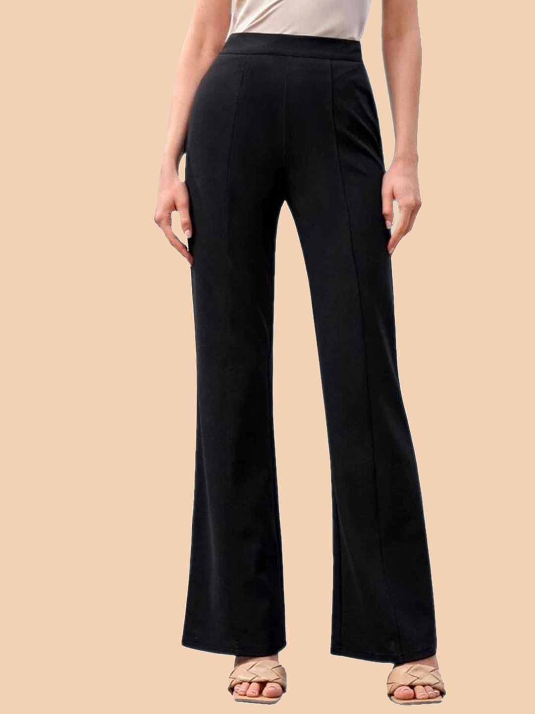 

Dream Beauty Fashion Women Regular Fit High-Rise Bootcut Trousers, Black