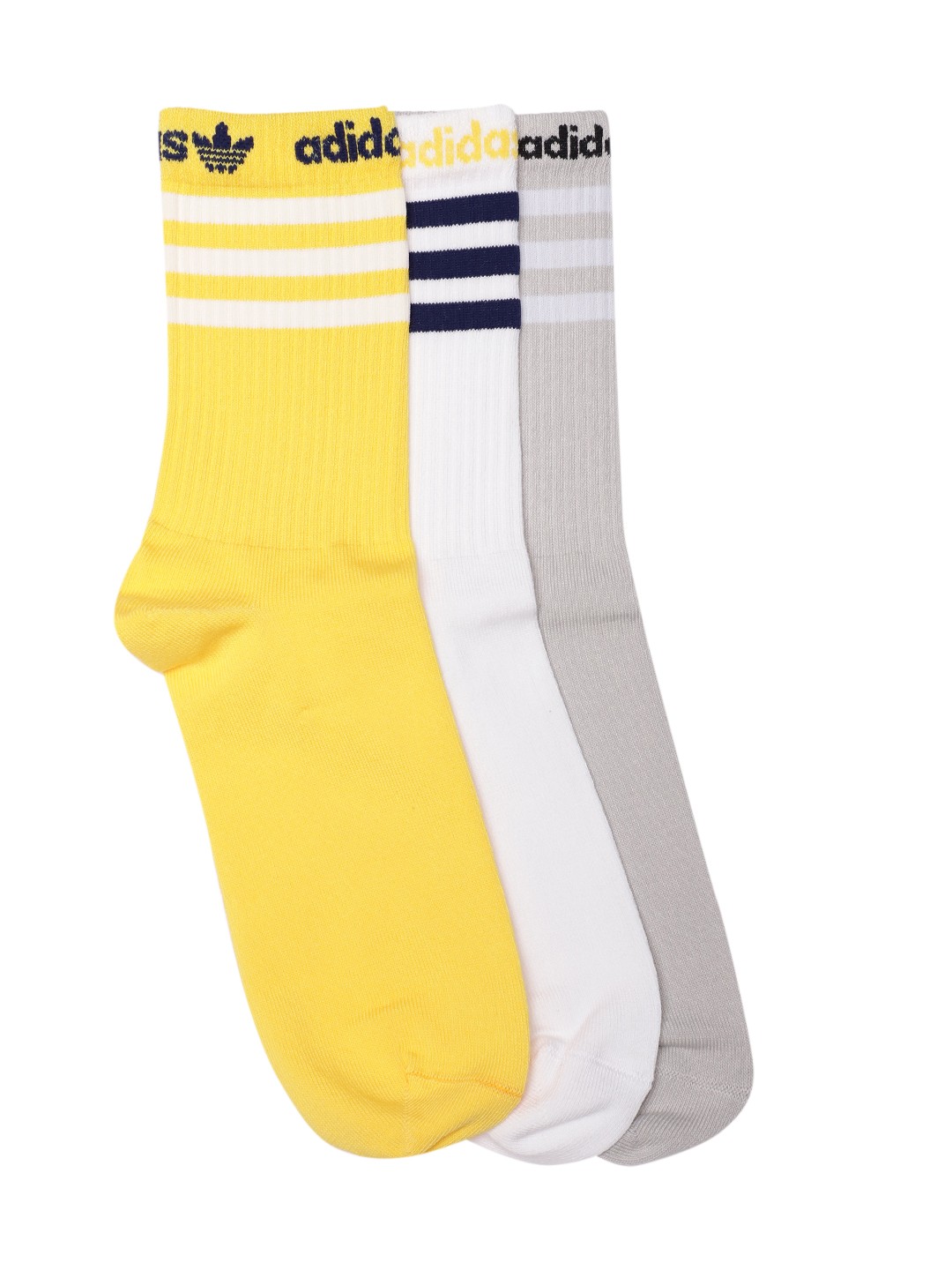 

ADIDAS Originals Men Pack of 3 Striped Above-Ankle Crew Socks, Grey