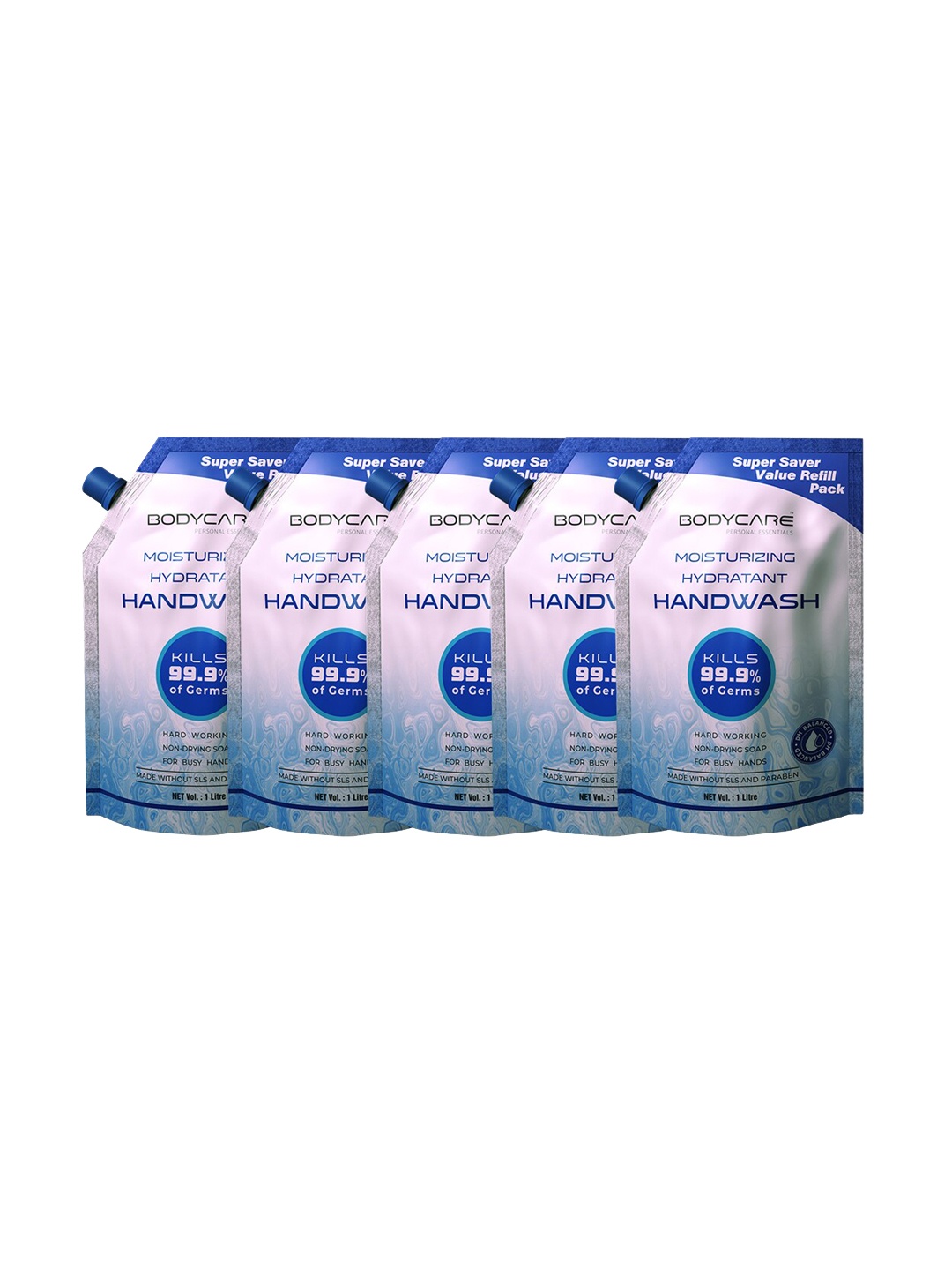 

MY BODYCARE Set of 5 Moisturizing Hydrant Germ Protection Handwash with CHG - 1 litre Each, Blue