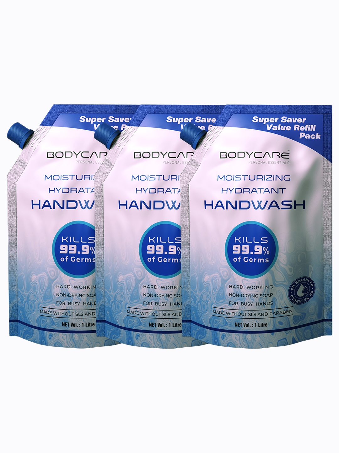 

MY BODYCARE Set of 3 Moisturizing Hydrant Germ Protection Handwash with CHG - 1 litre Each, Blue