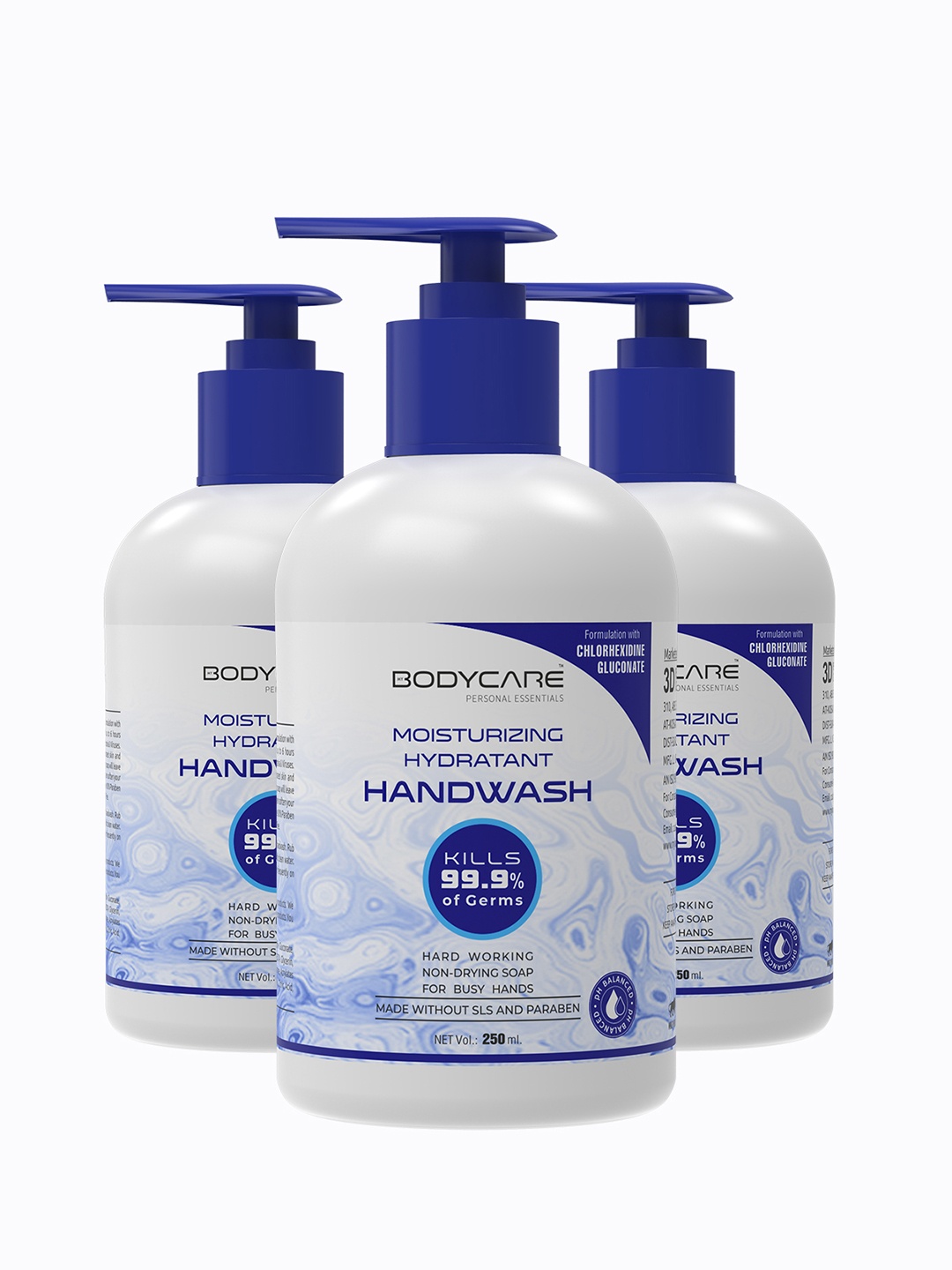 

MY BODYCARE Set of 3 Moisturizing Hydrant Germ Protection Handwash with CHG - 250 ml Each, White