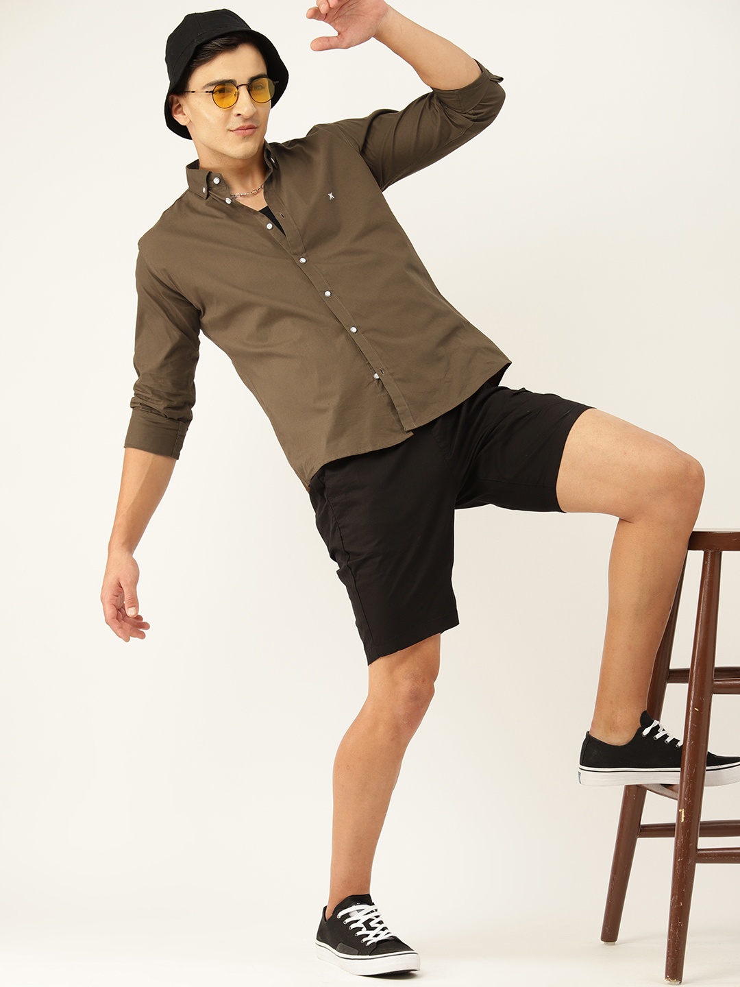 

Kook N Keech Men Relaxed Button-Down Collar Casual Shirt, Olive