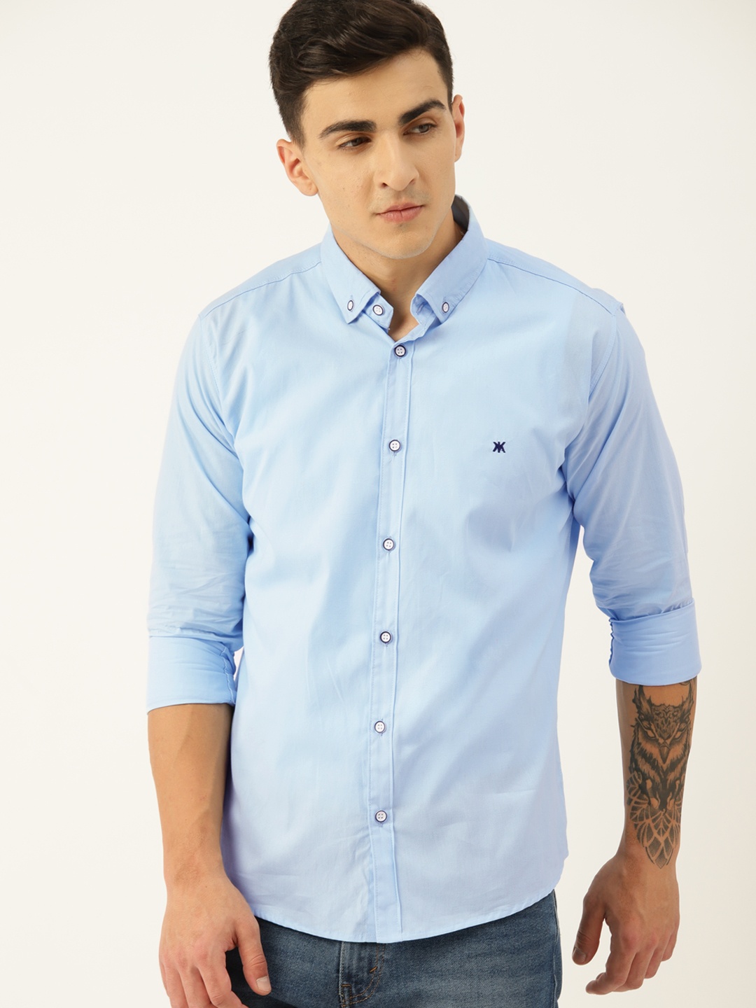 

Kook N Keech Men Relaxed Button-Down Collar Casual Shirt, Turquoise blue