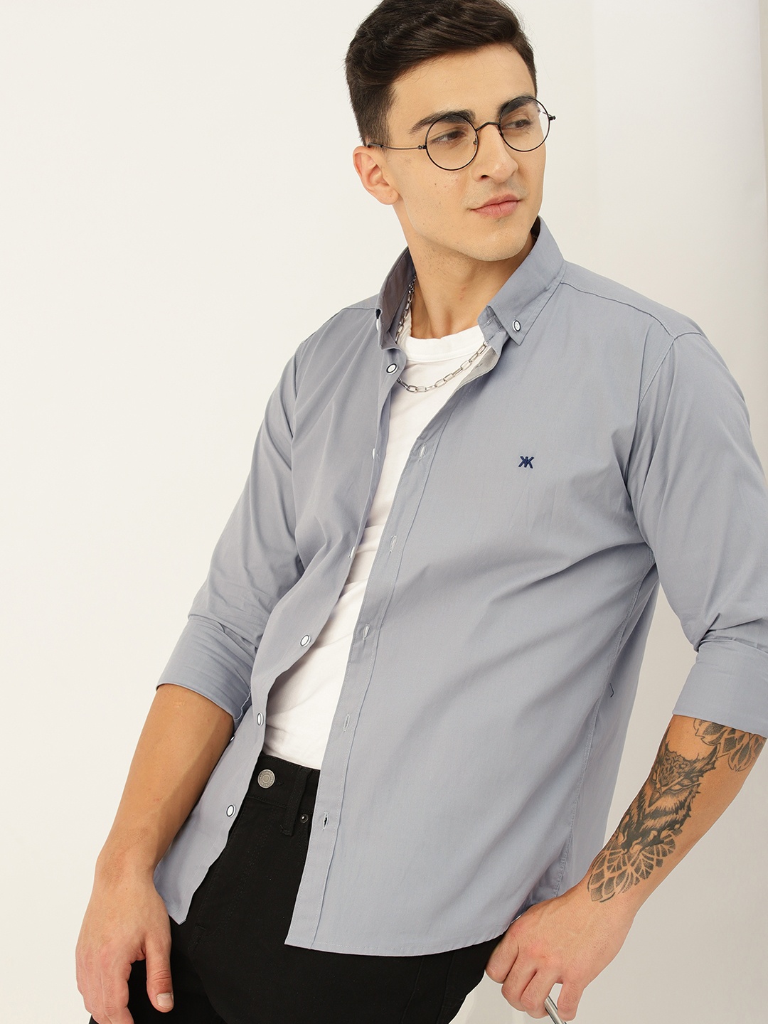 

Kook N Keech Men Relaxed Button-Down Collar Casual Shirt, Grey