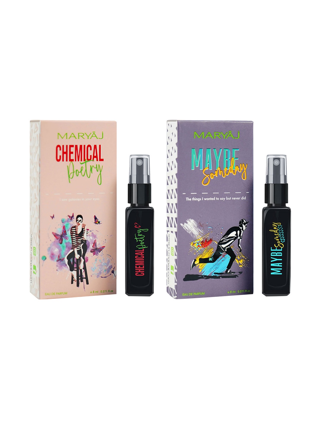 

Maryaj Set Of 2 Pocket Friendly Eau De Parfum- 8 ml Each- Maybe someday - Chemical poetry, Black