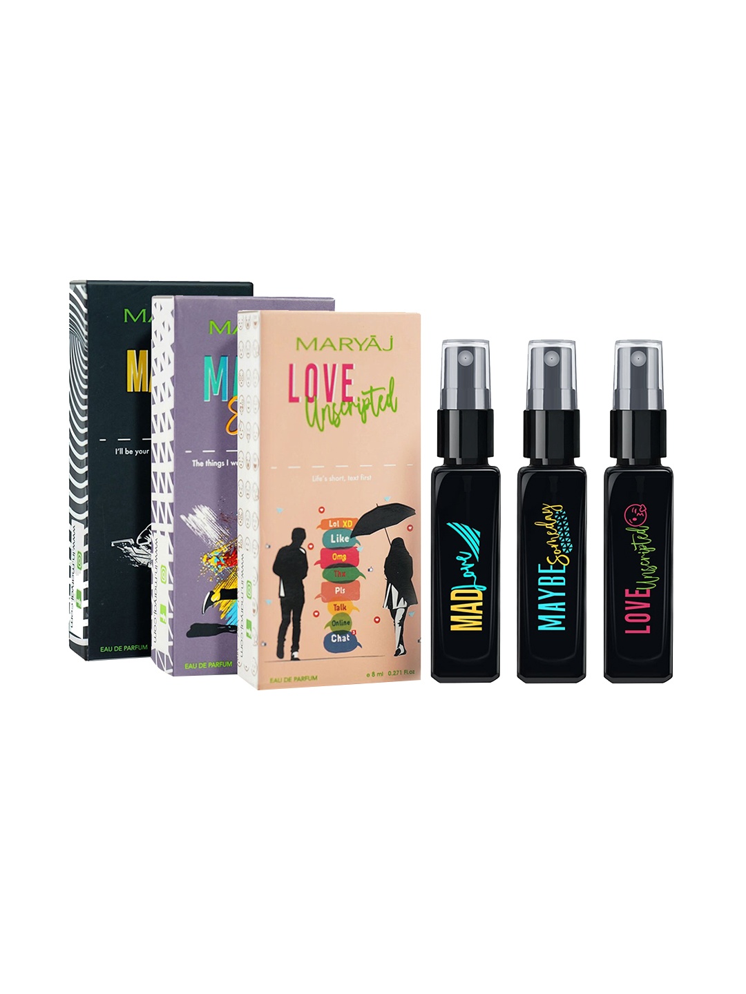 

Maryaj Set Of 3 8ml Each - Mad Love - Maybe Someday - Love Unscripted, Black