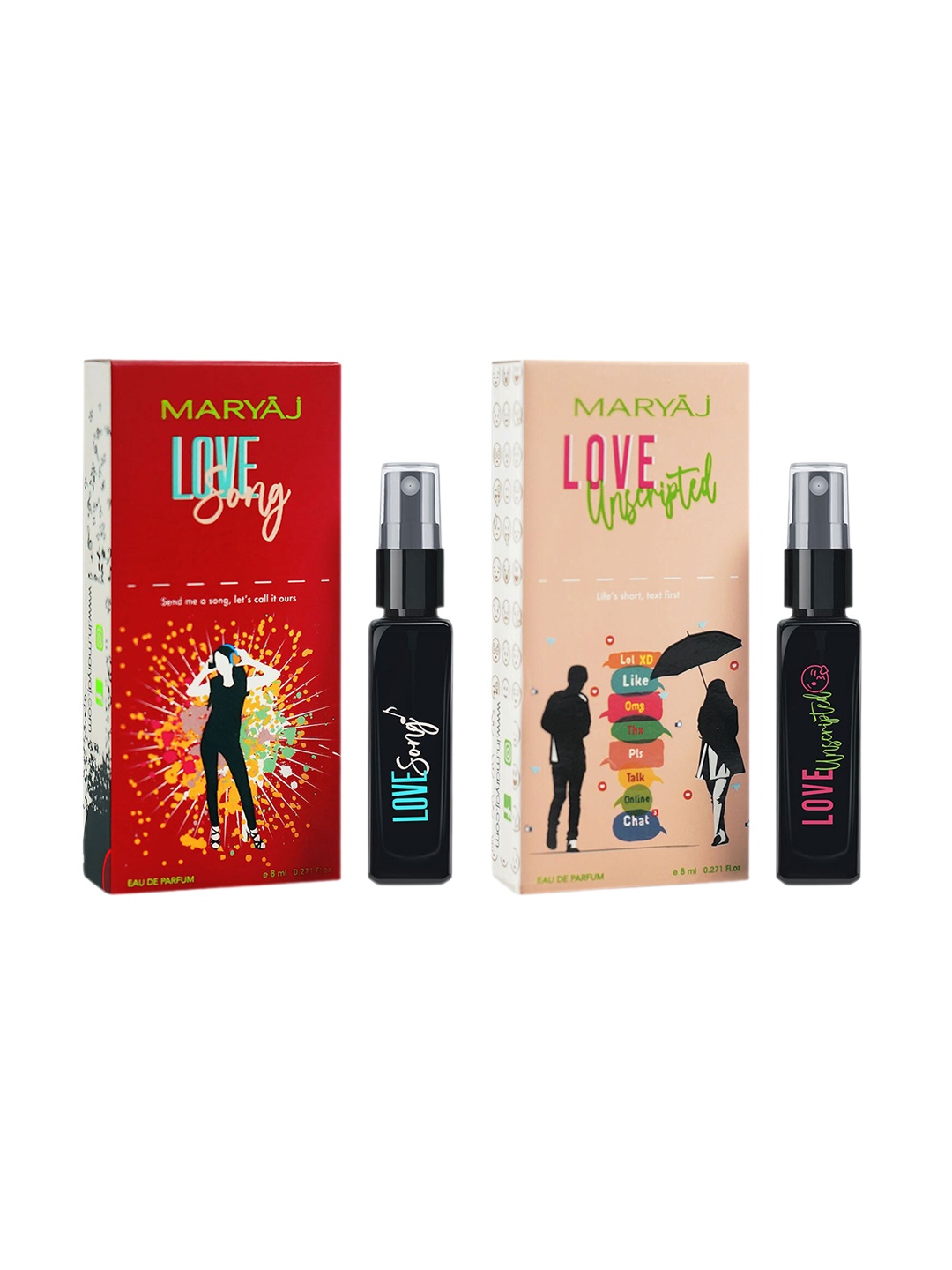 

Maryaj Set of 2 Eau De Parfum 8 ml Each - Love Unscripted & Love Song, Red