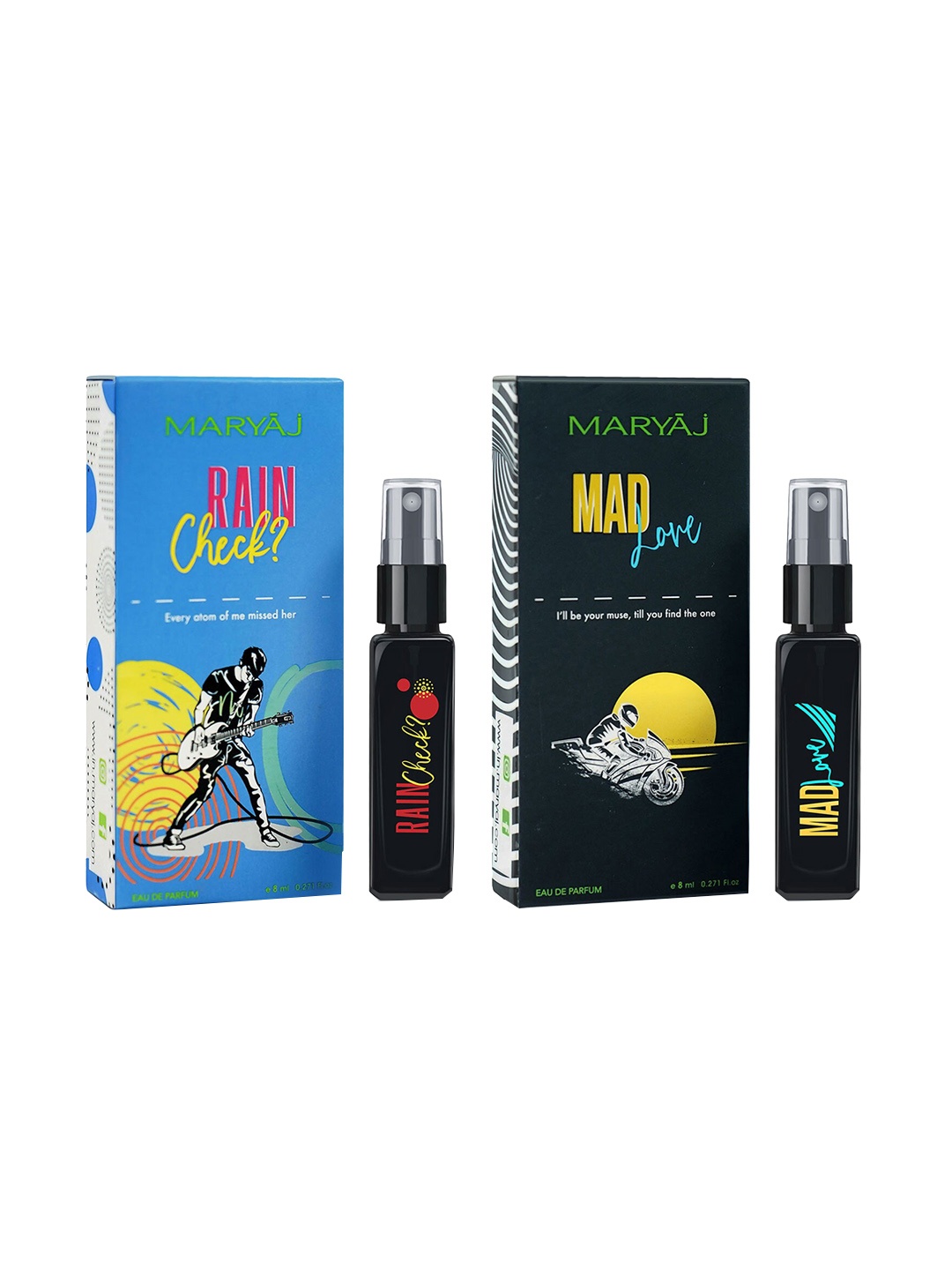 

Maryaj Men Set of 2 Eau De Parfum 8 ml Each - Rain Check & Mad Love, Black
