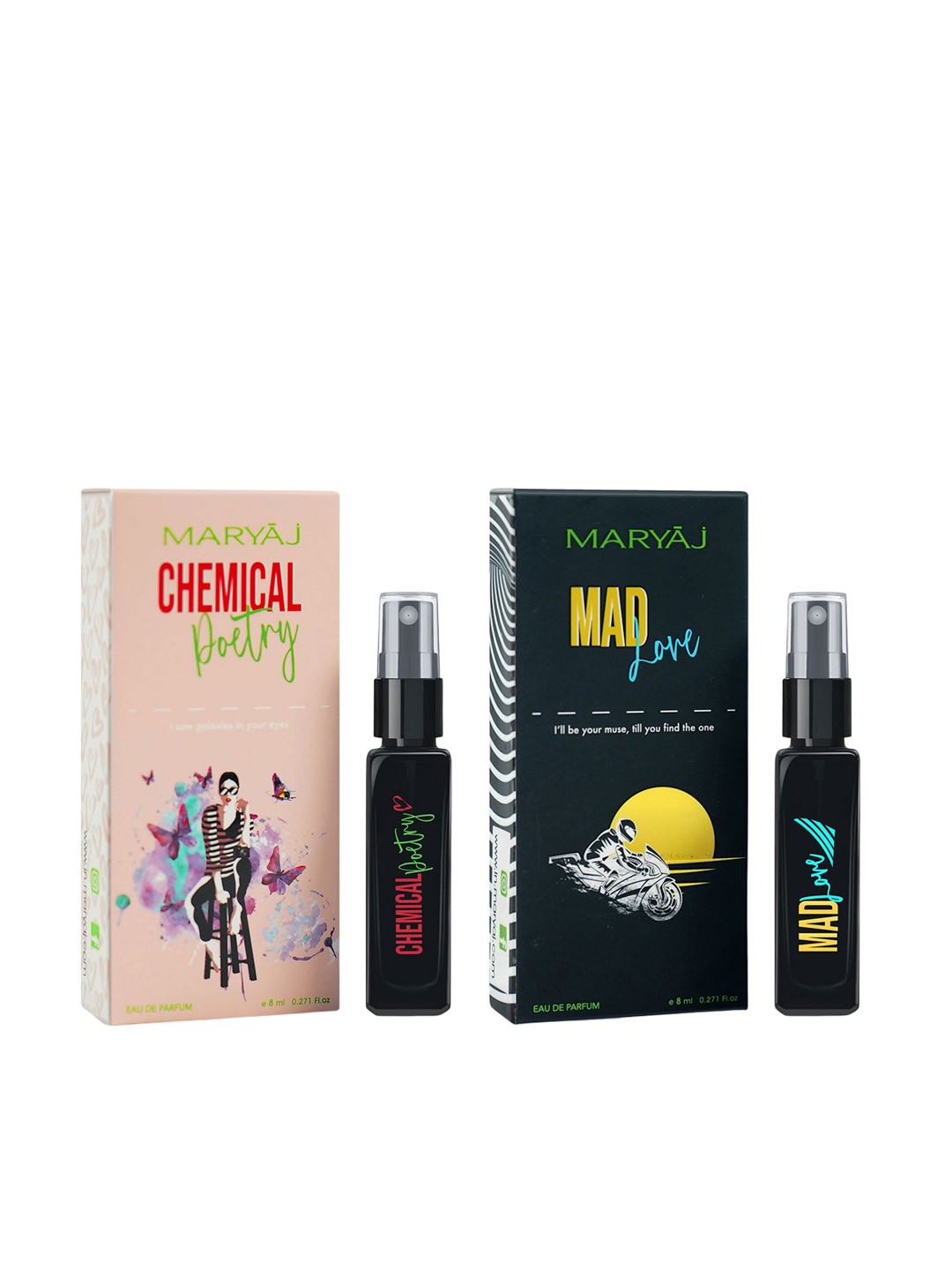 

Maryaj Set of 2 Eau De Parfum 8 ml Each - Chemical Poetry & Mad Love, Black