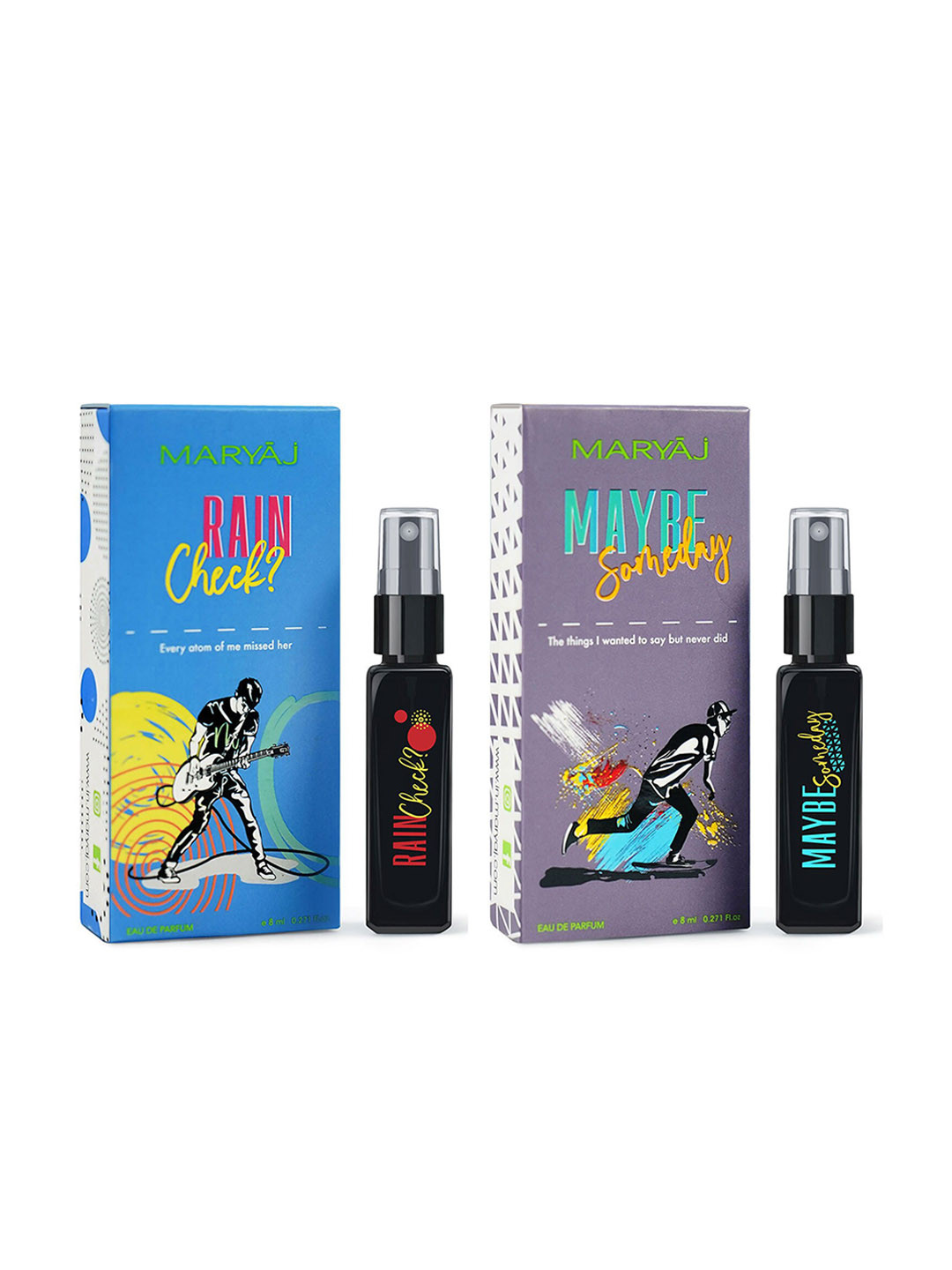 

Maryaj Set Of 2 Pocket Friendly EDP 8ml Each - Rain Check & Maybe Somebody, Black