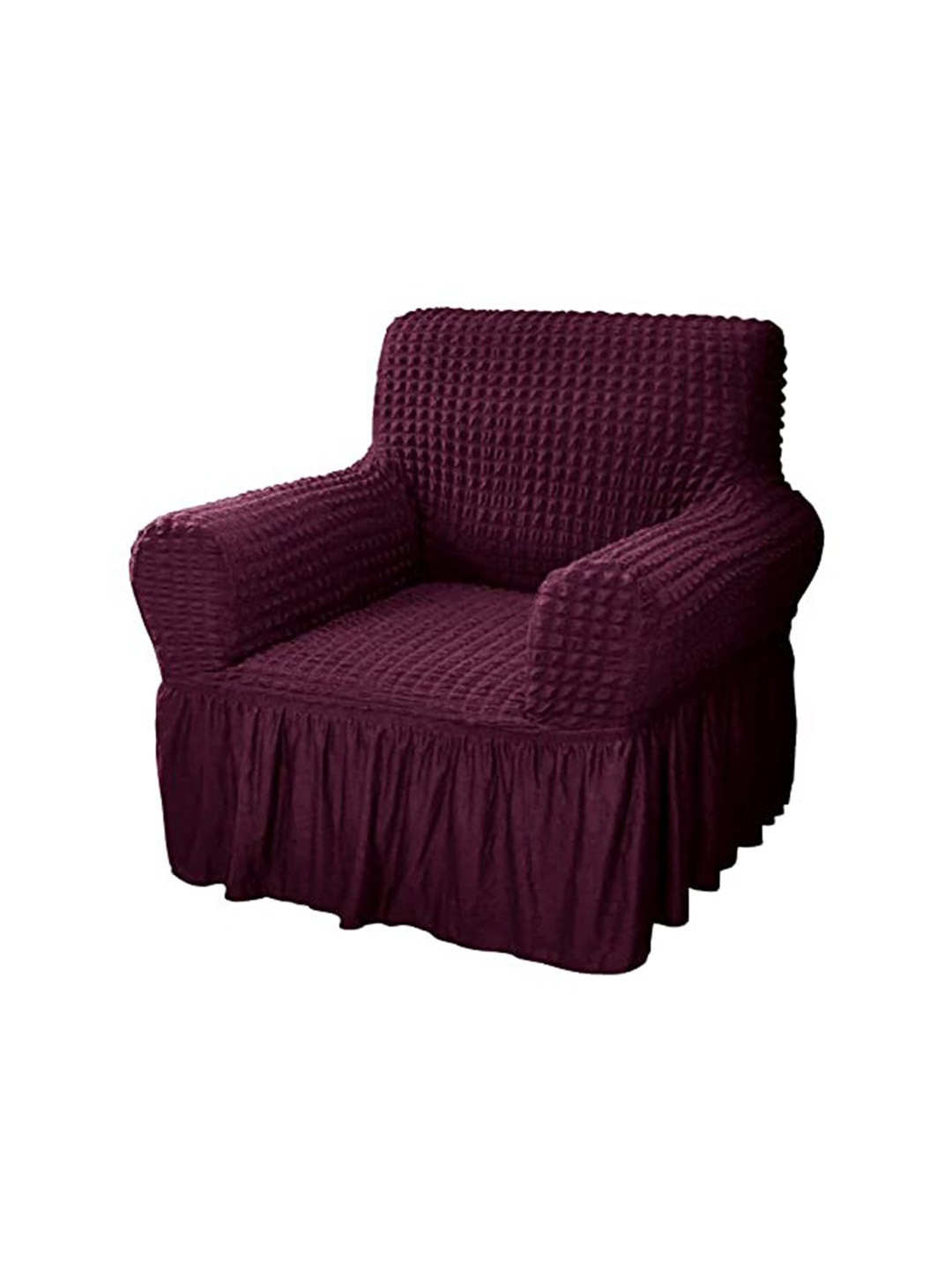 

HOUSE OF QUIRK Maroon Textured Single-Seater Sofa Cover With Arms