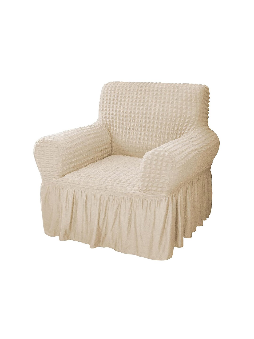 

HOUSE OF QUIRK Beige Textured Single-Seater Sofa Cover With Arms