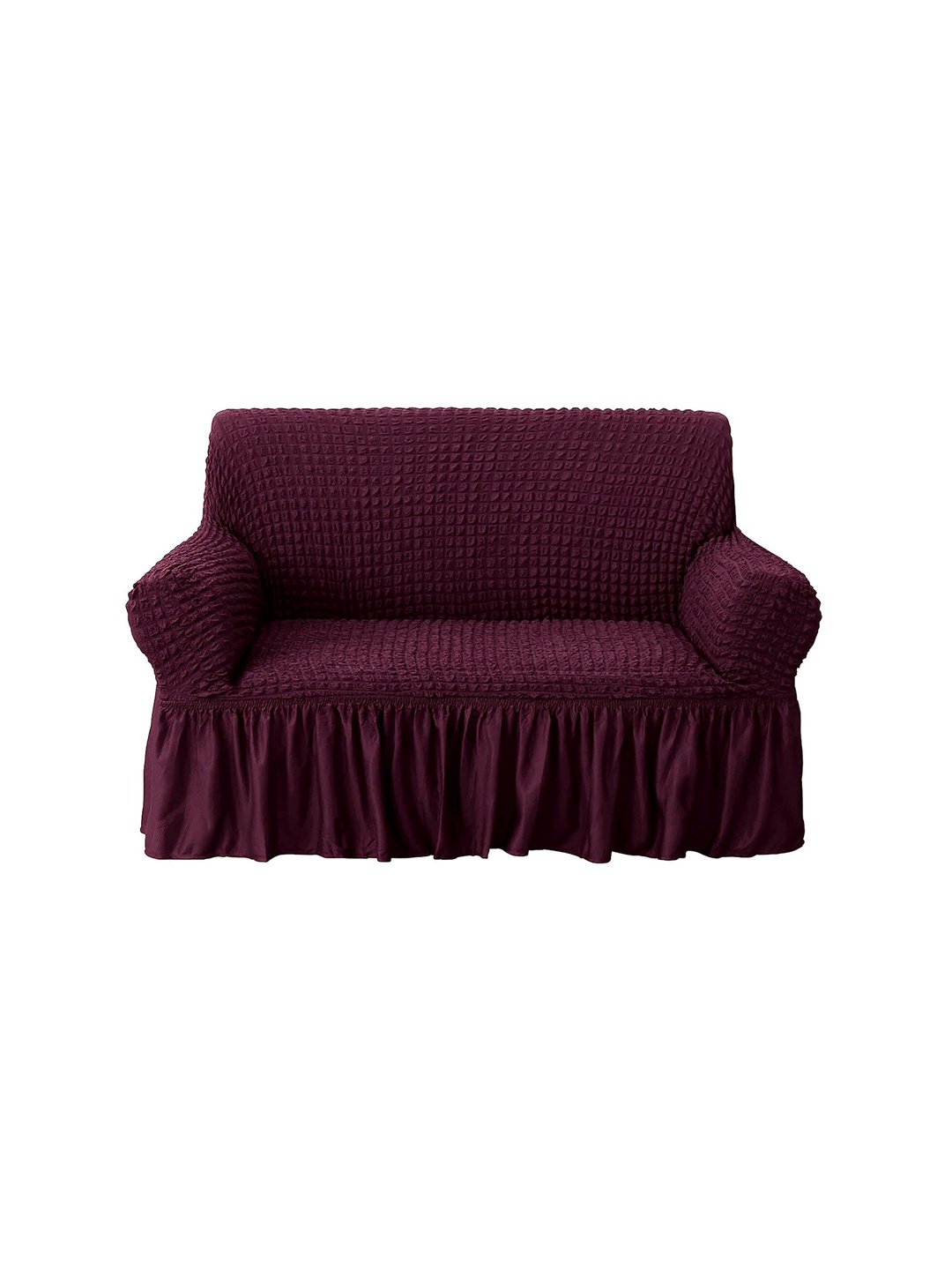 

HOUSE OF QUIRK Maroon 4-Seater Sofa Cover With Skirt